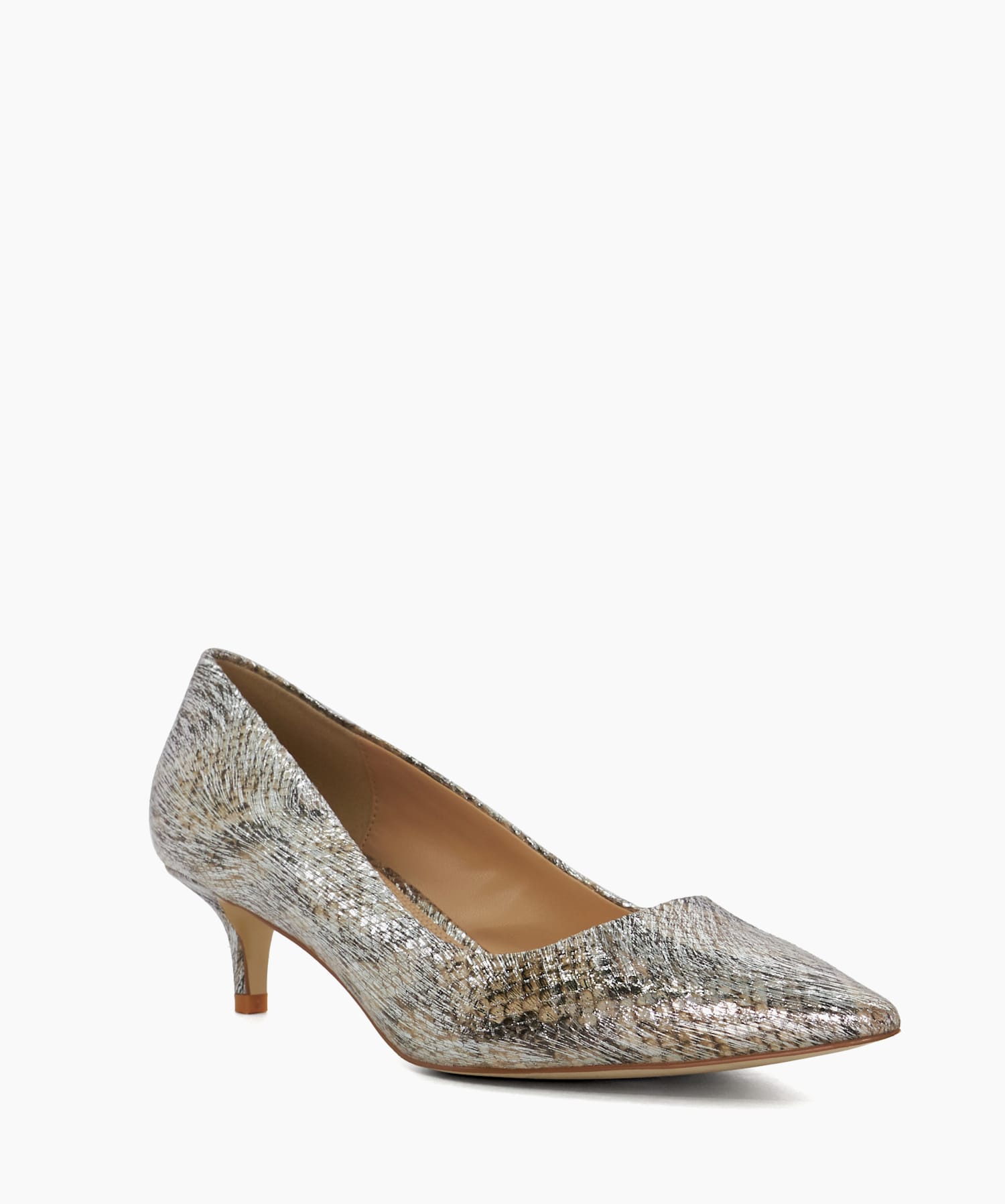 Metallic kitten heel pumps hot sale