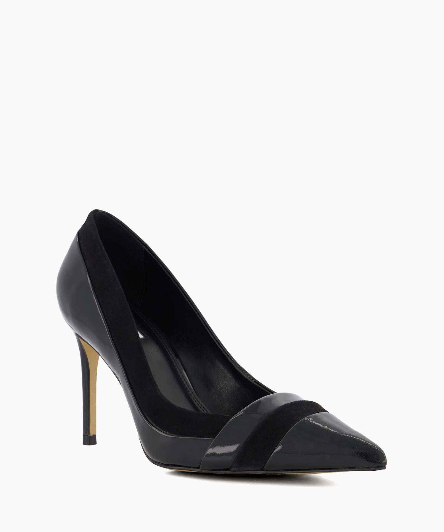 Alexandria Black Stripe Detail Patent Leather Court Shoes Dune