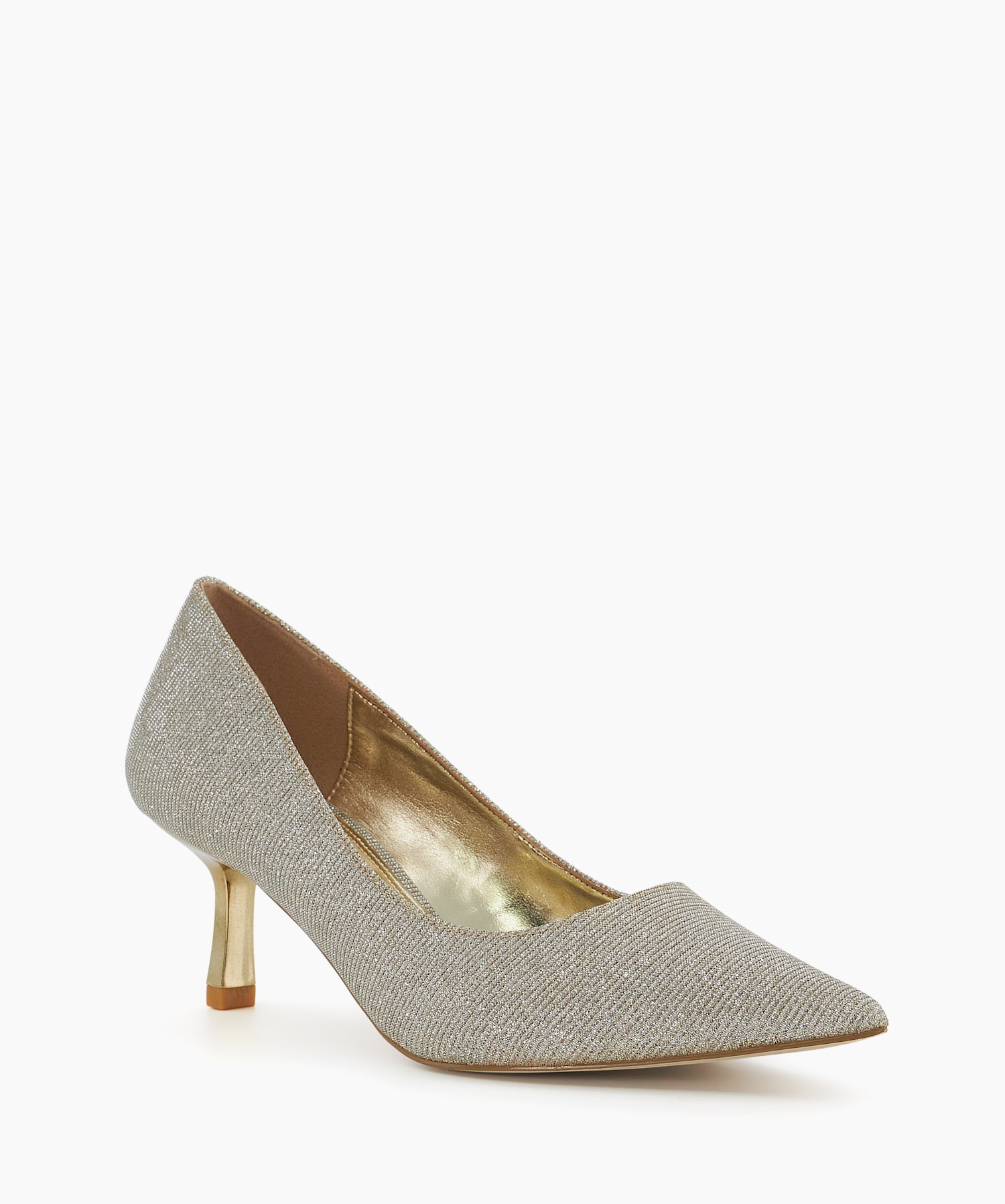 Anastasias Gold Metallic Heeled Court Shoes Dune London