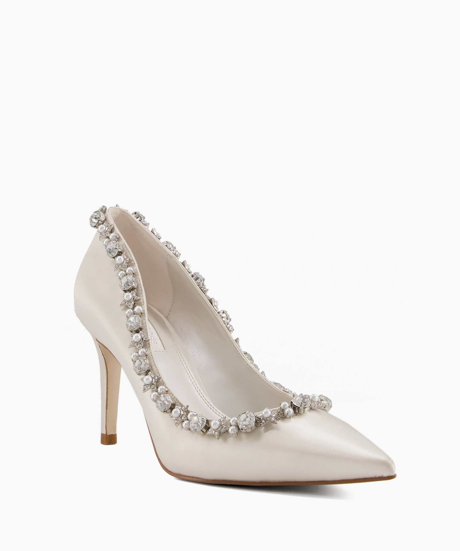 Aribella Ivory Crystal Star Trim Court Heels Dune London