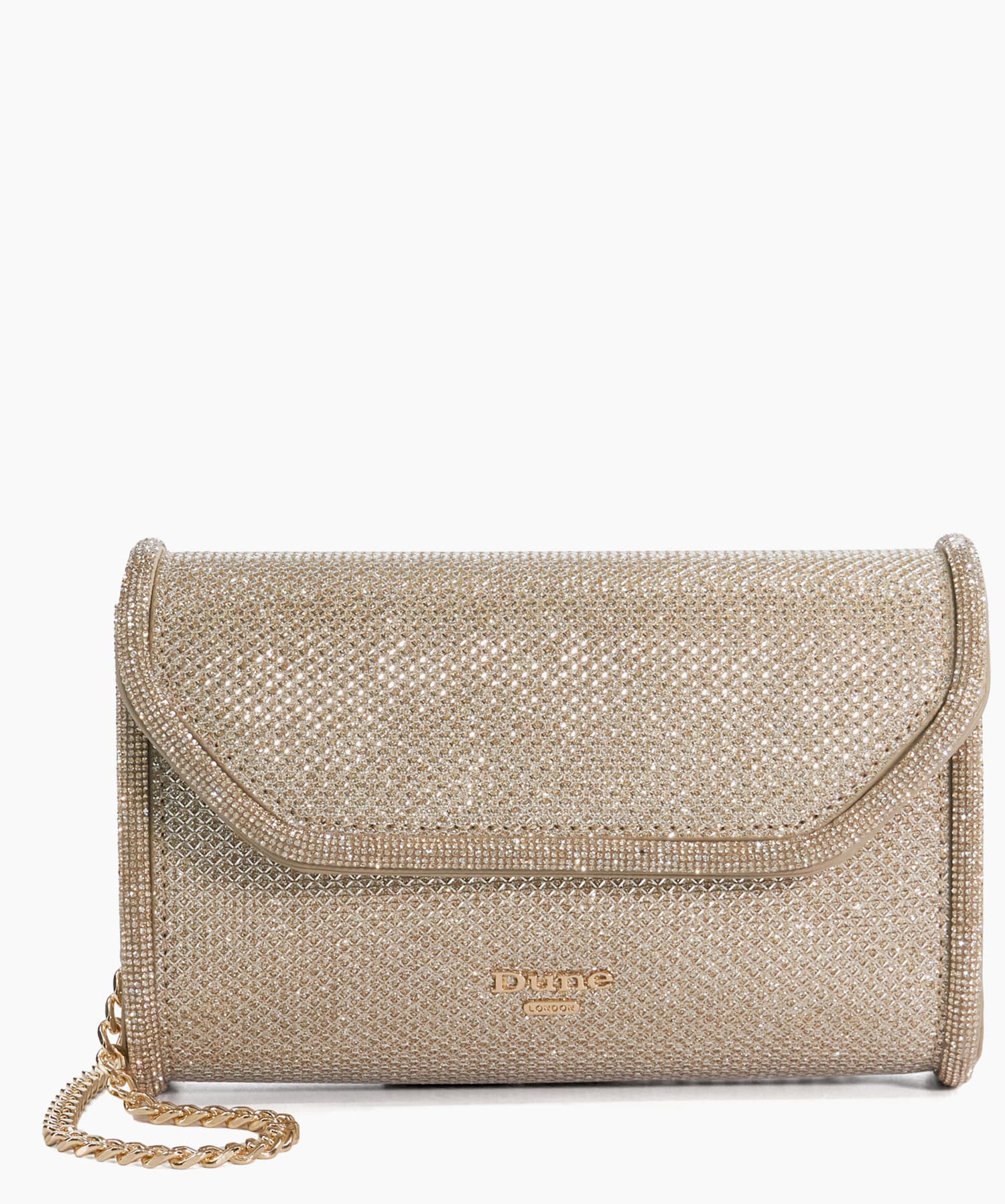 Dune gold shop clutch bag