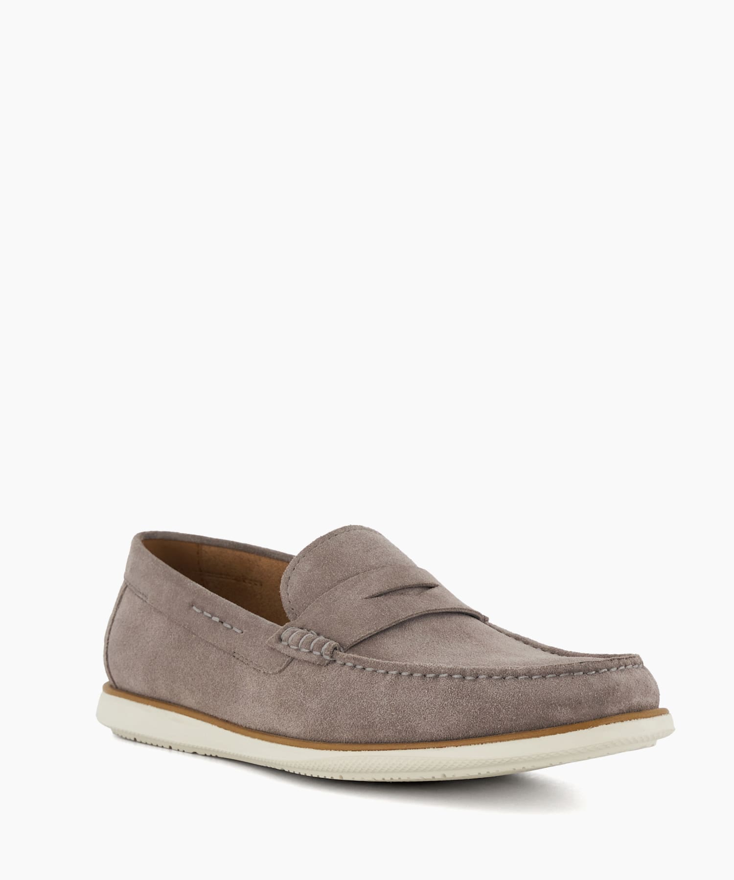 Berkly Grey Penny Trim Suede Loafers Dune London
