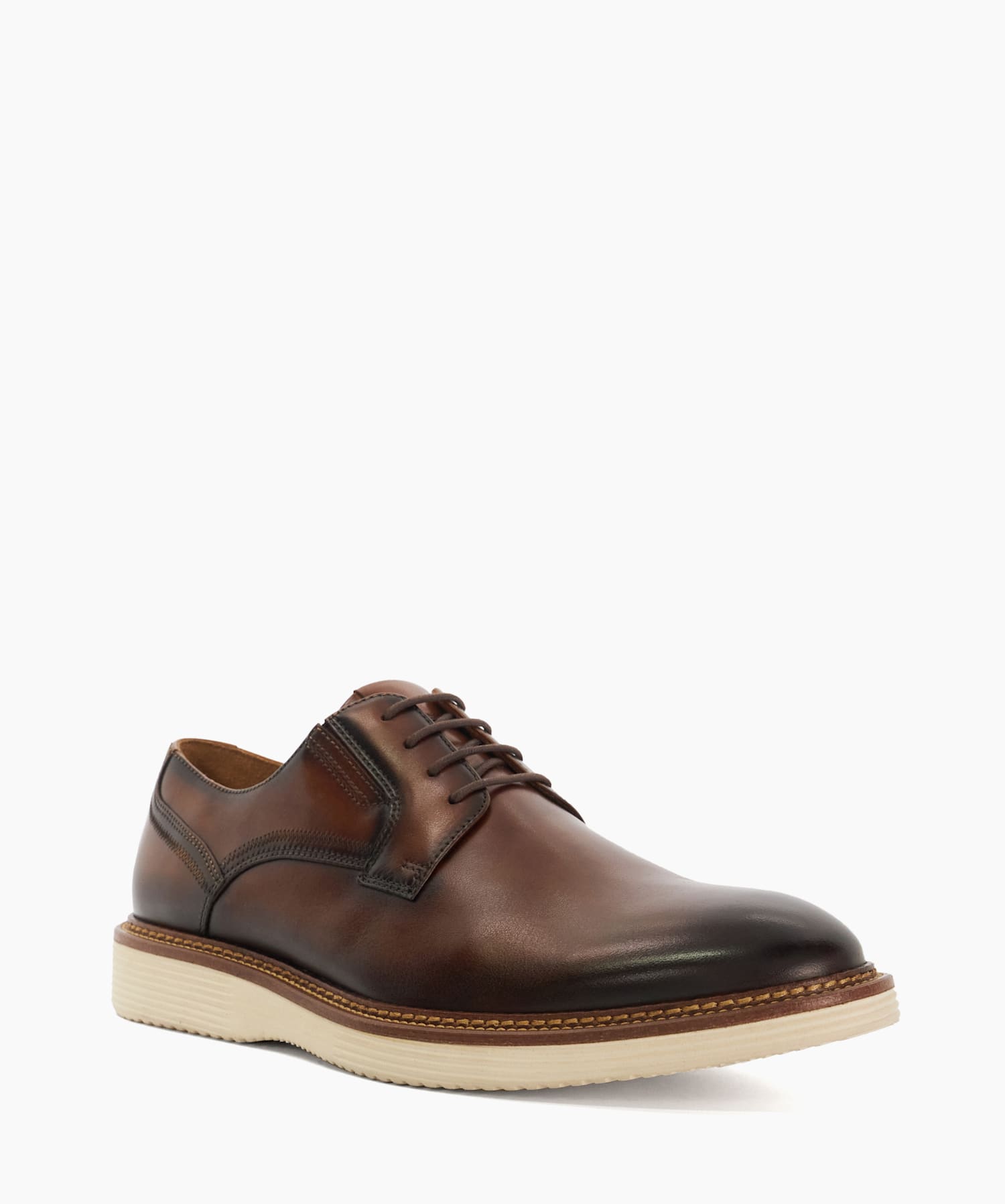 Blairs Dark Brown Rubber Sole Lace Up Derby Dune London