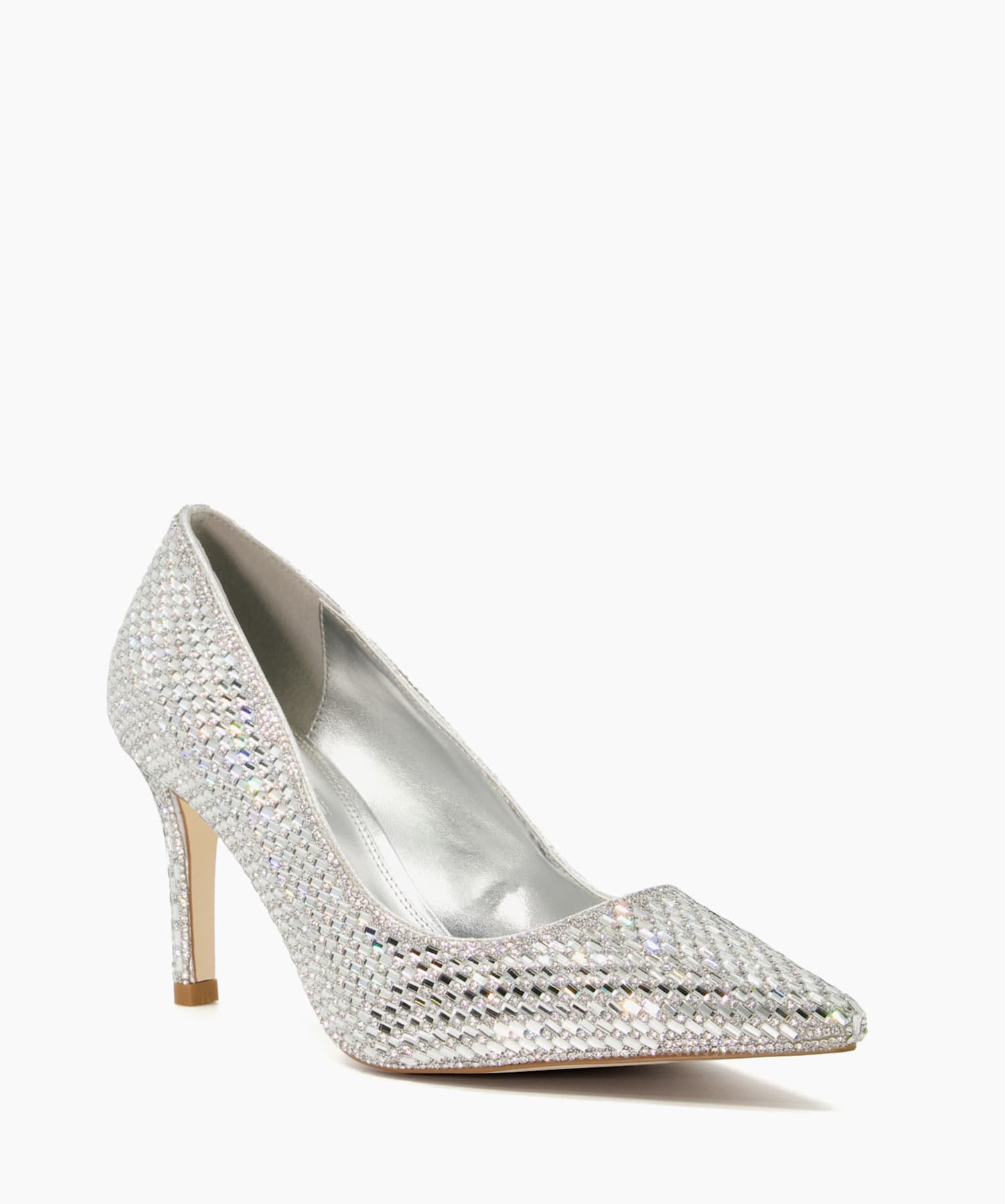 Blinding Silver Jewel Embellished Stiletto Heel Court Shoes