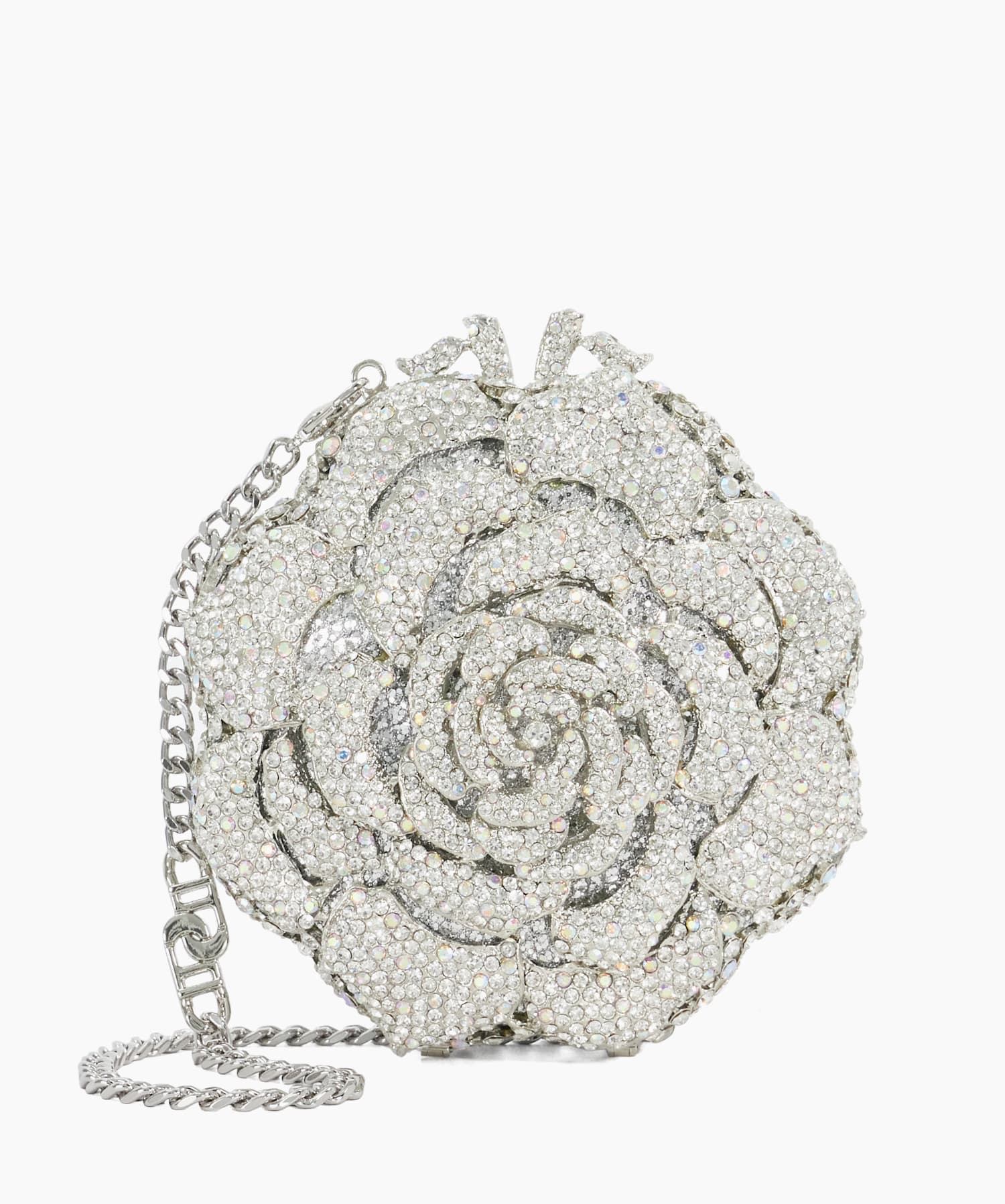 Bling Silver Floral Diamante Embellished Clutch Dune London