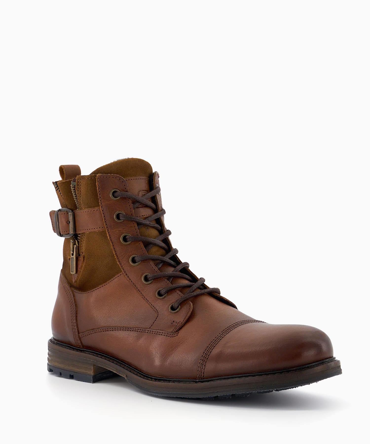 Call Tan Buckle Detail Casual Leather Boots Dune London