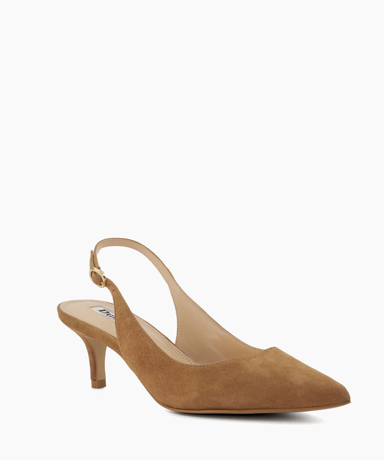 Celini Camel Stiletto Heel Suede Slingback Courts Dune London