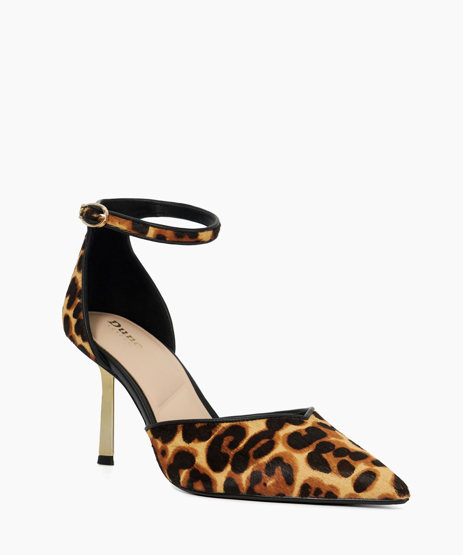 Colly Leopard Ankle Strap Emerald Heel Court Shoes Dune London