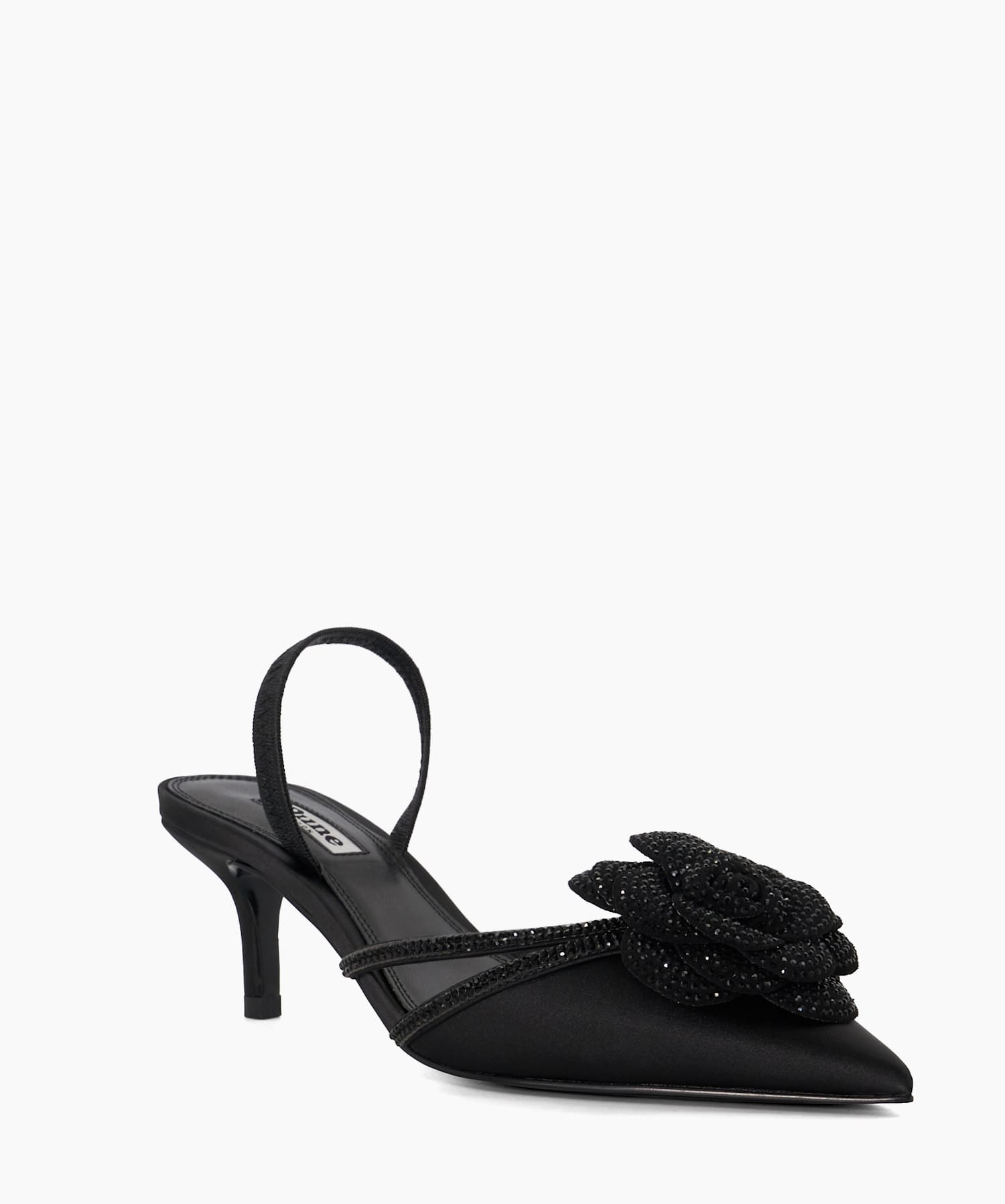 Black satin kitten heels on sale