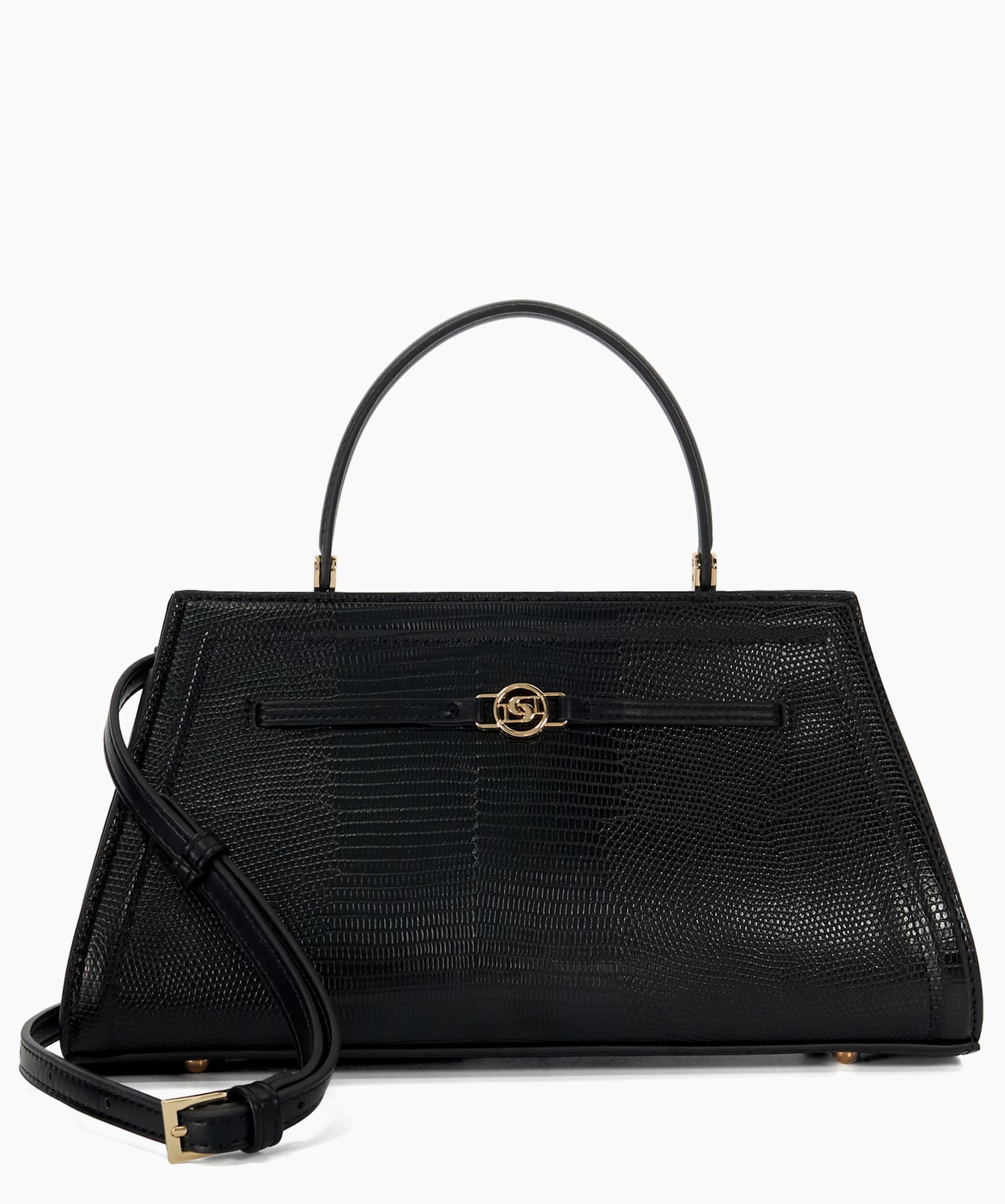 Dante M Black Croc Effect Metal Trim Grab Bag Dune London