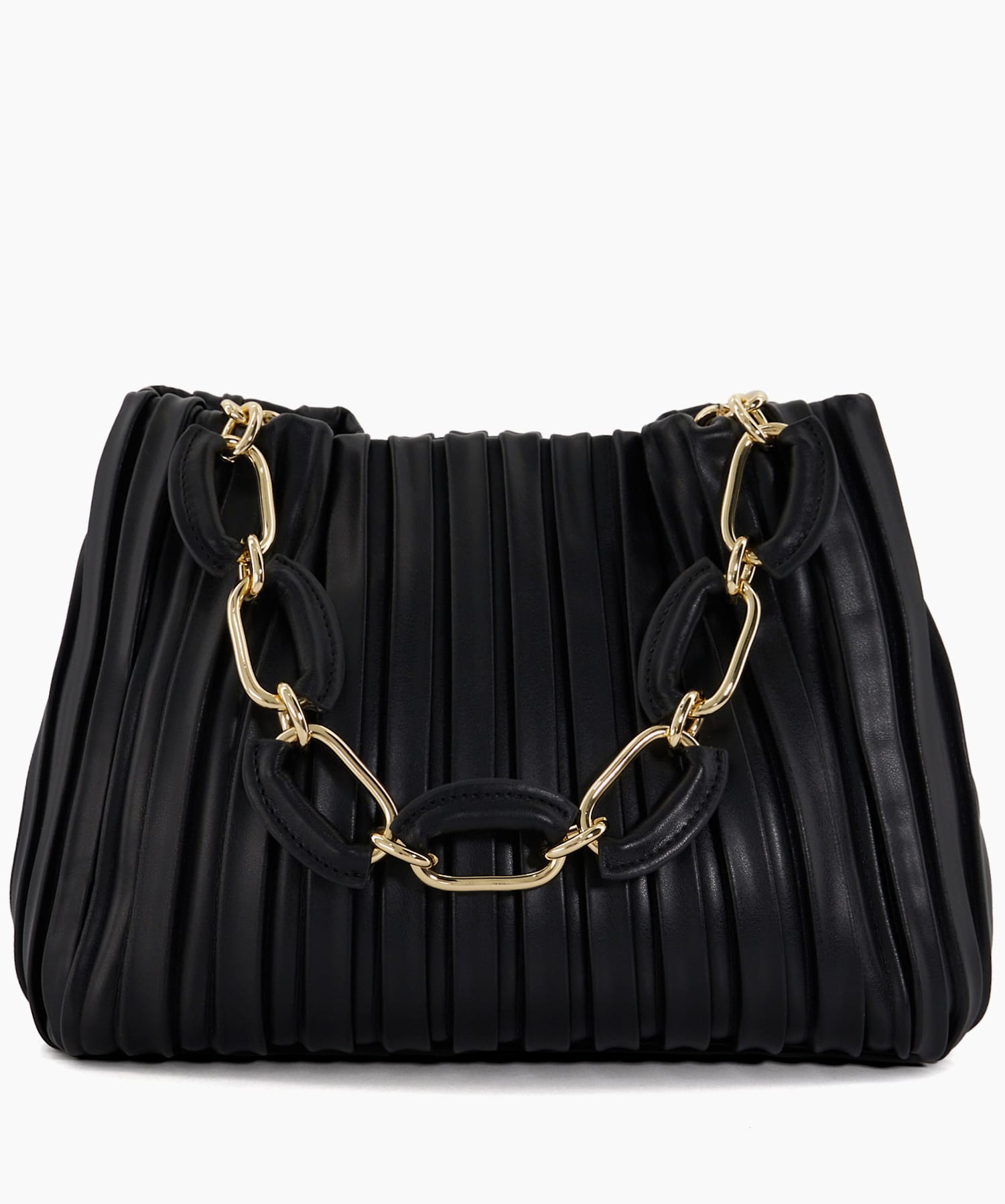 Dominie Black Medium Pleated Chain Handle Slouch Bag Dune London