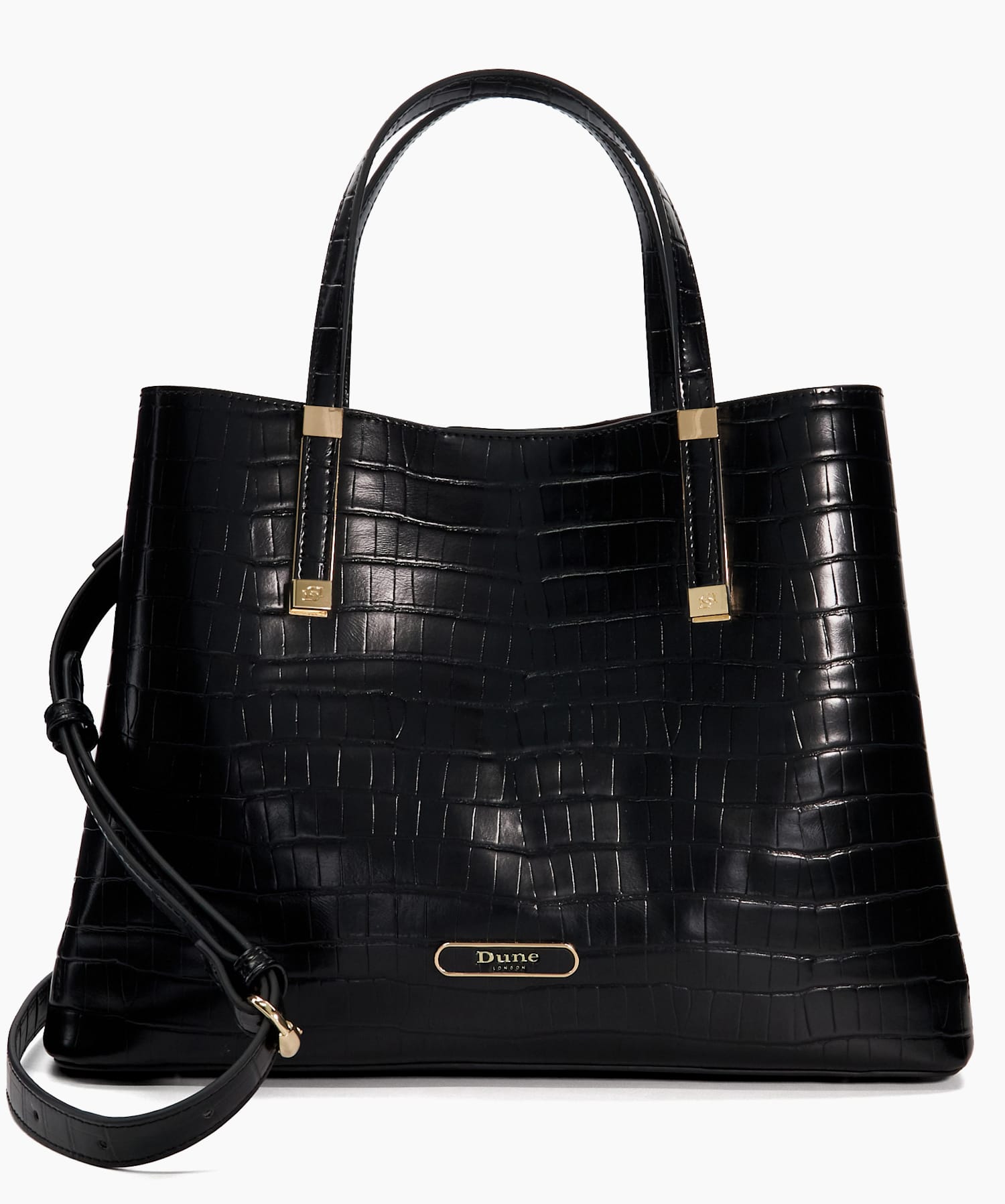 Dorry Black Branded Hardware Tote Bag Dune London