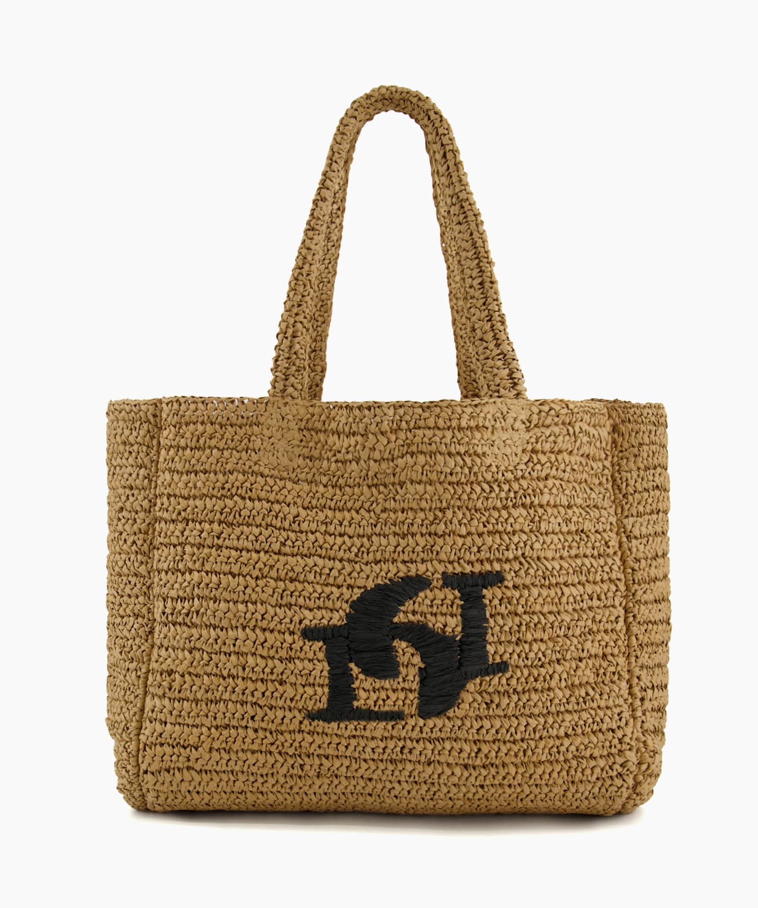 Driftings Natural Large DD Interlock Raffia Tote Bag Dune London