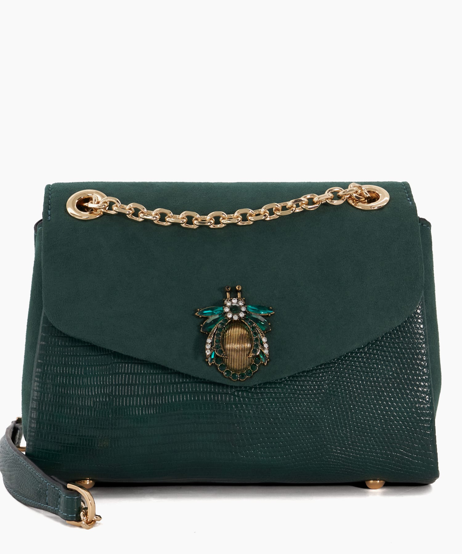 Dusk GREEN REPTILE SYNTHETIC Bug Jewel Croc Effect Clutch