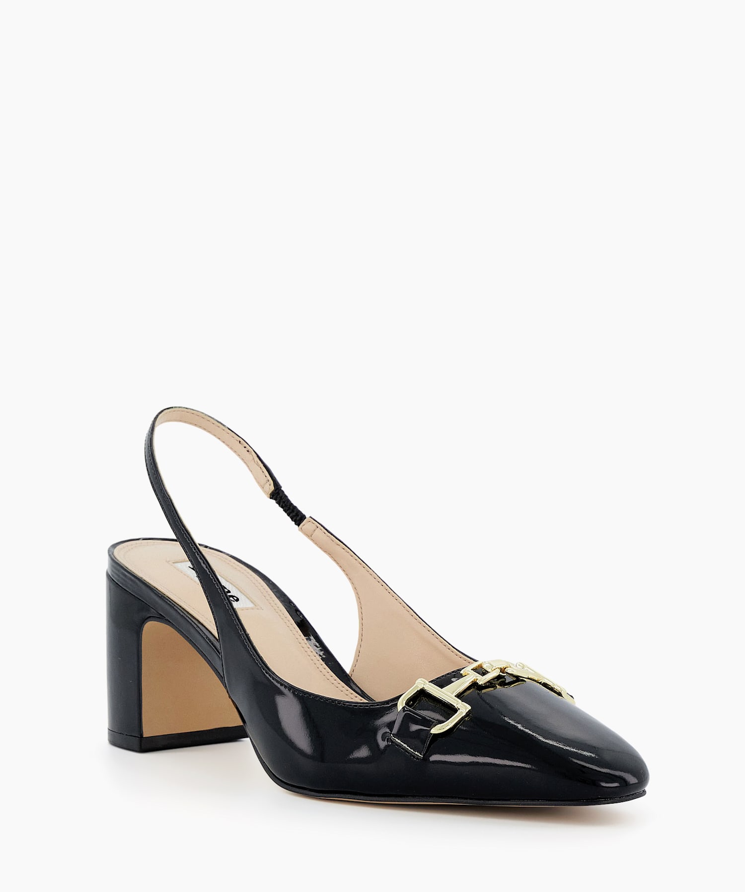 Detailed Schwarz, Slingpumps aus Lackleder | London Dune mit Trensenbesatz