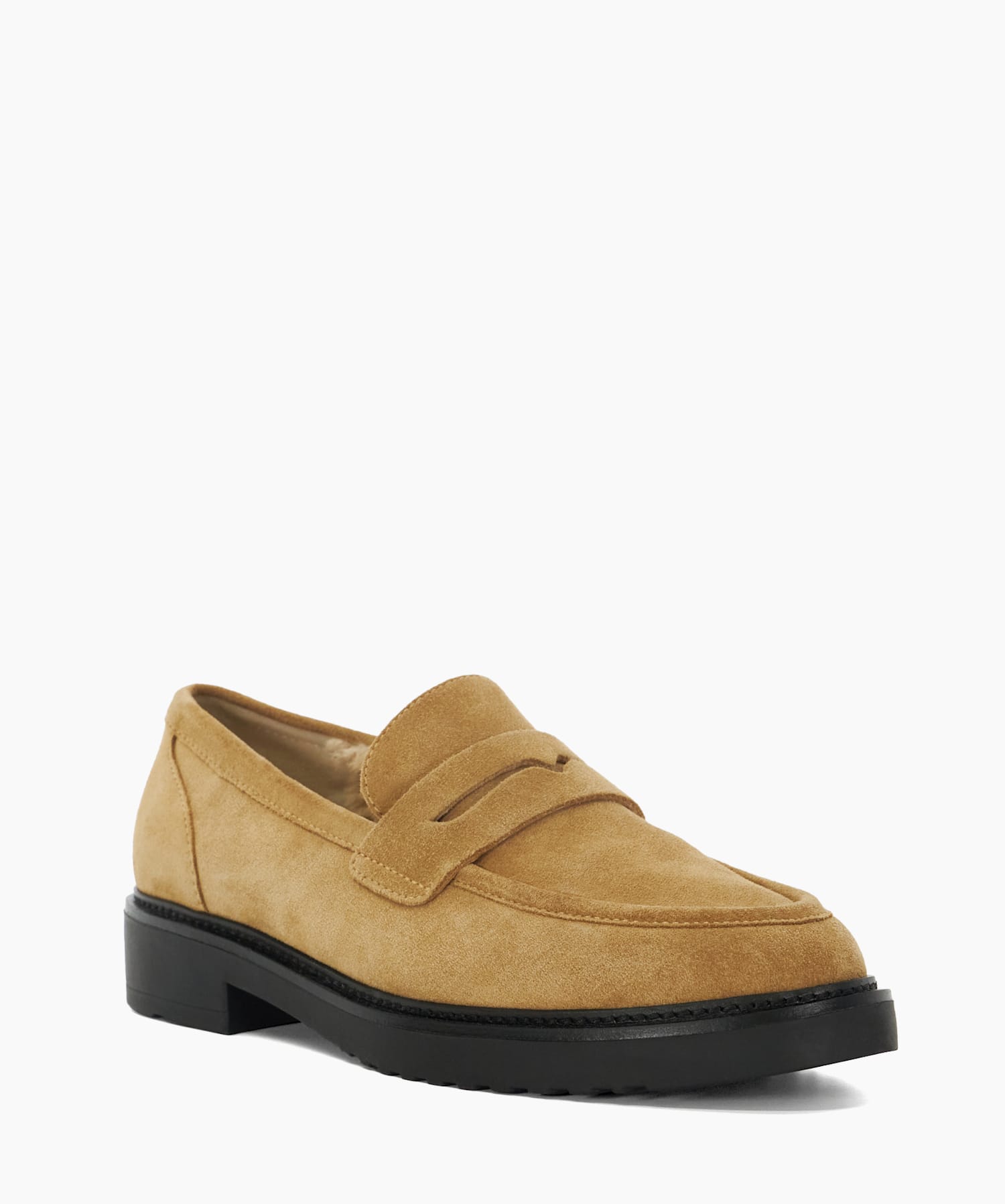 Garfeld Tan Faux Fur Lined Loafers Dune London