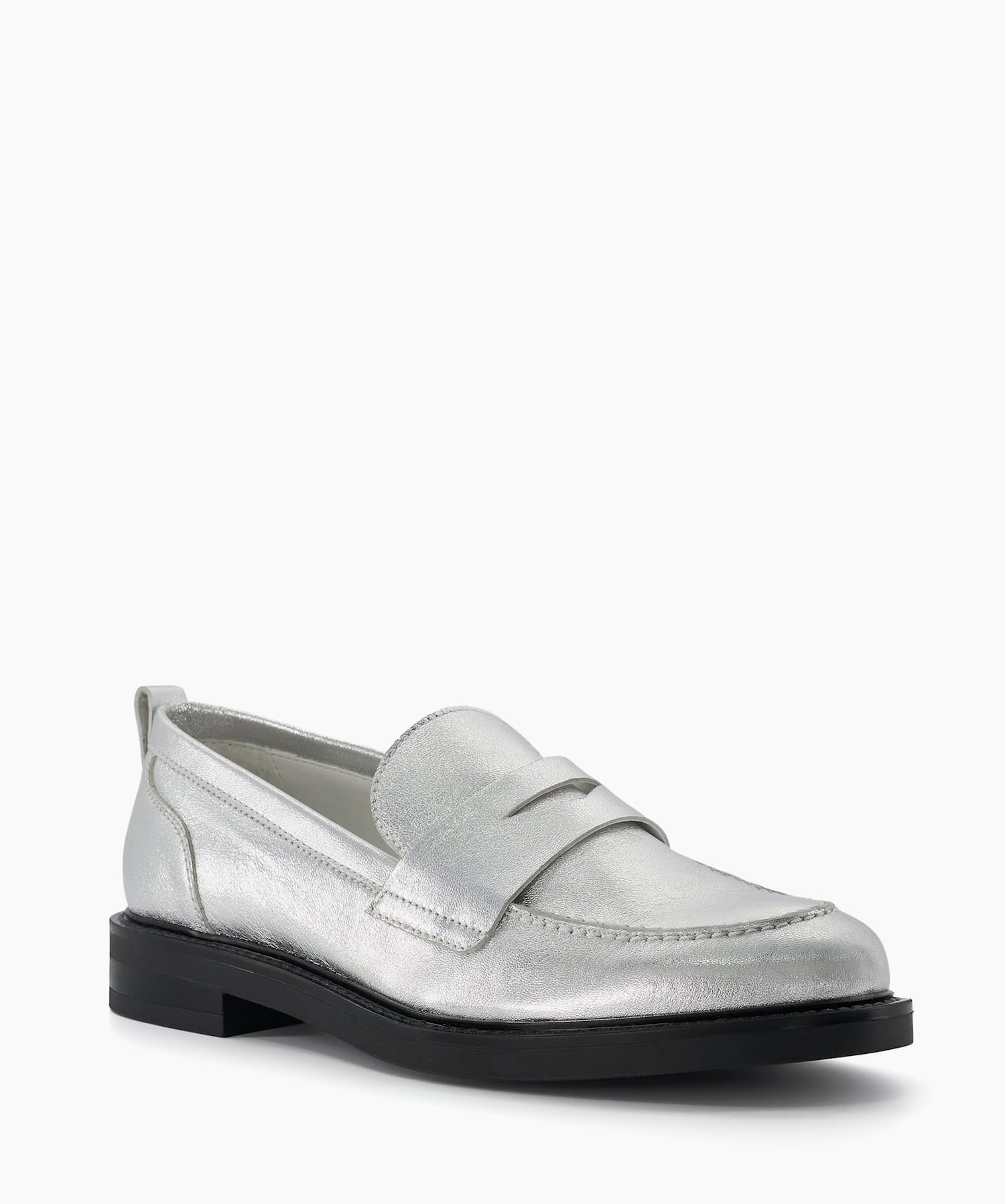 Women's silver sale leather loafers