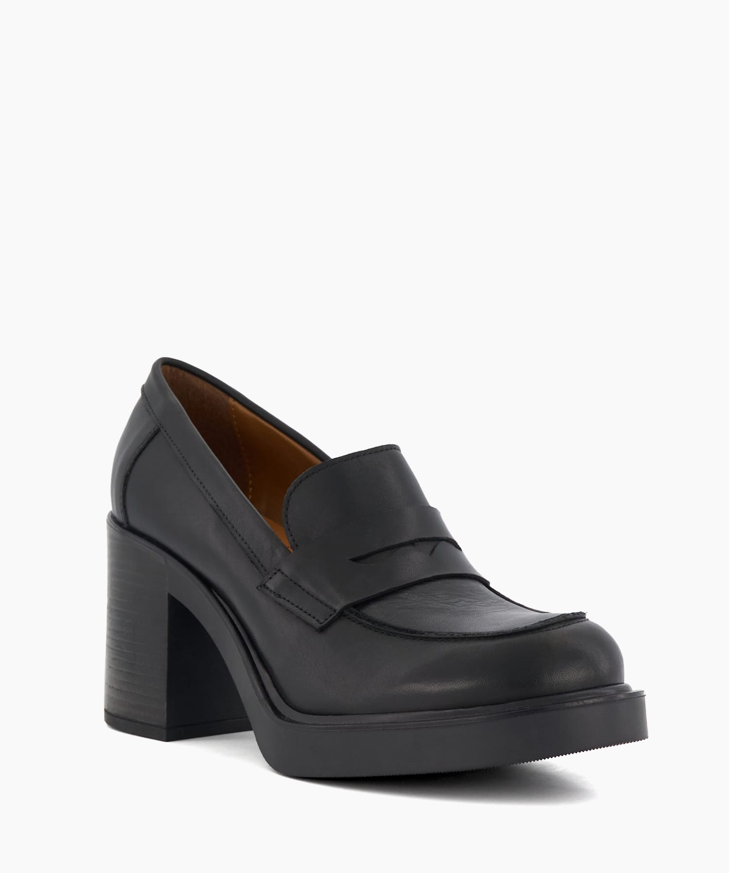 Black leather heeled loafers womens top