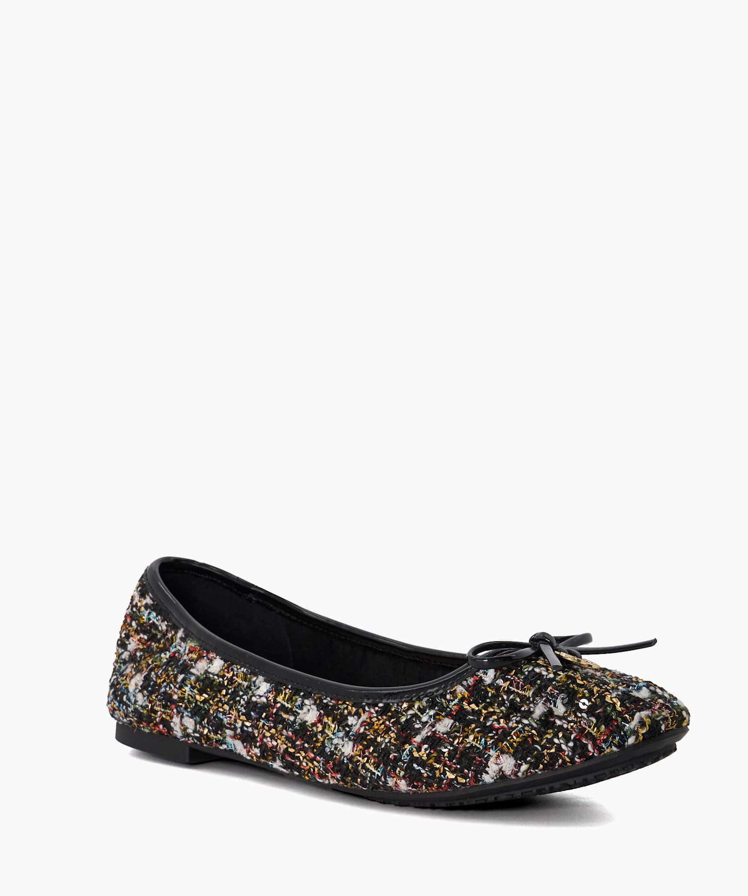 Hallo Black Charm Detail Boucle Ballet Shoes Dune London