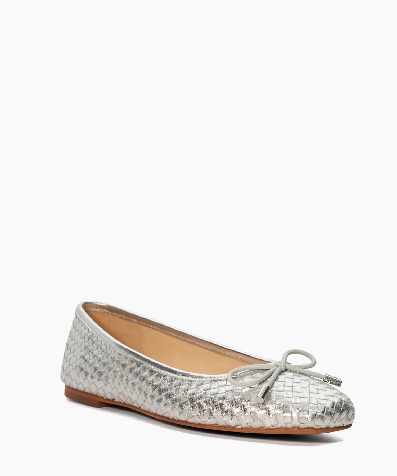 Heights Silver Woven Ballet Flats Dune London