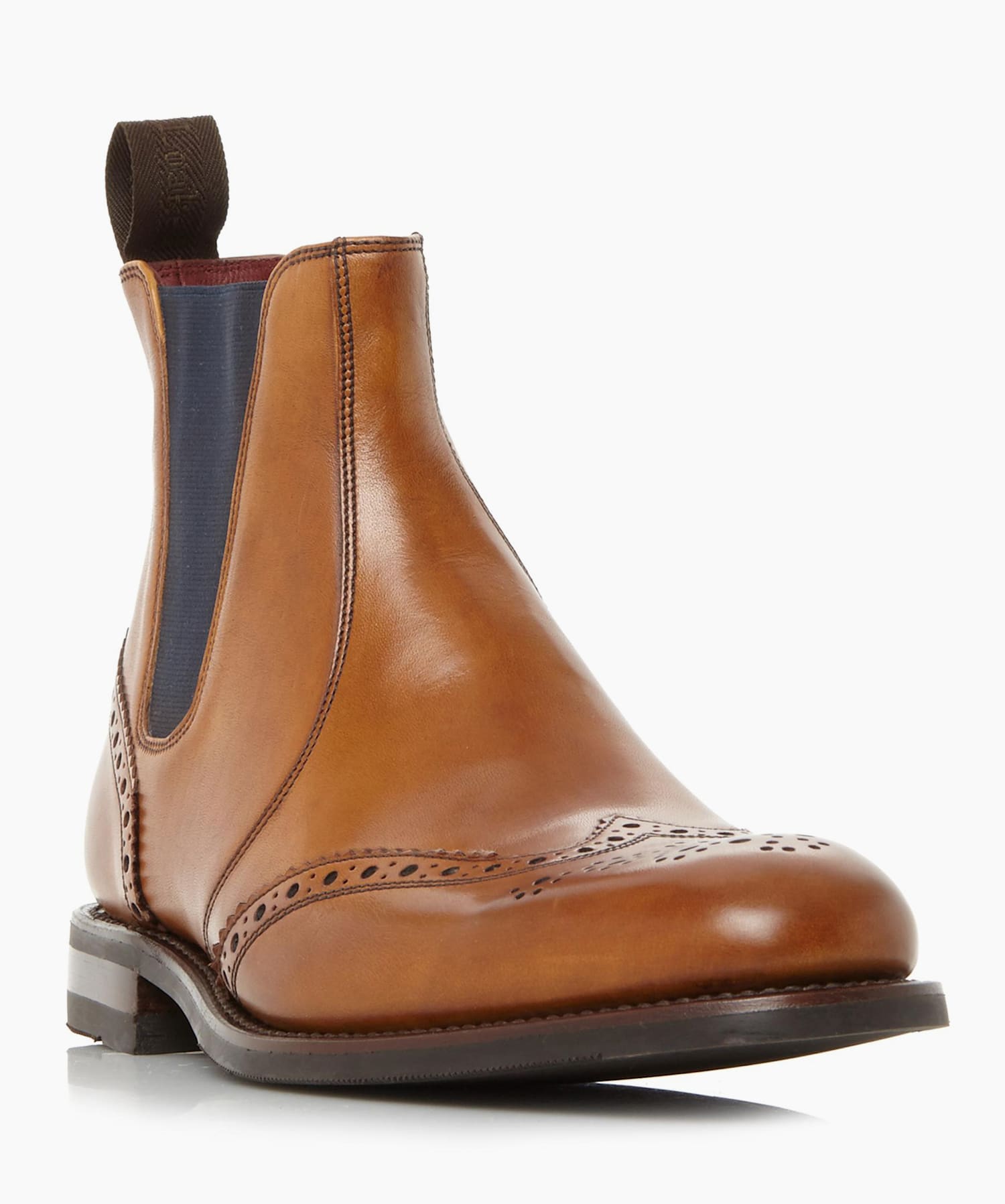 Hoskins Tan Brogue Detail Chelsea Boots Dune London