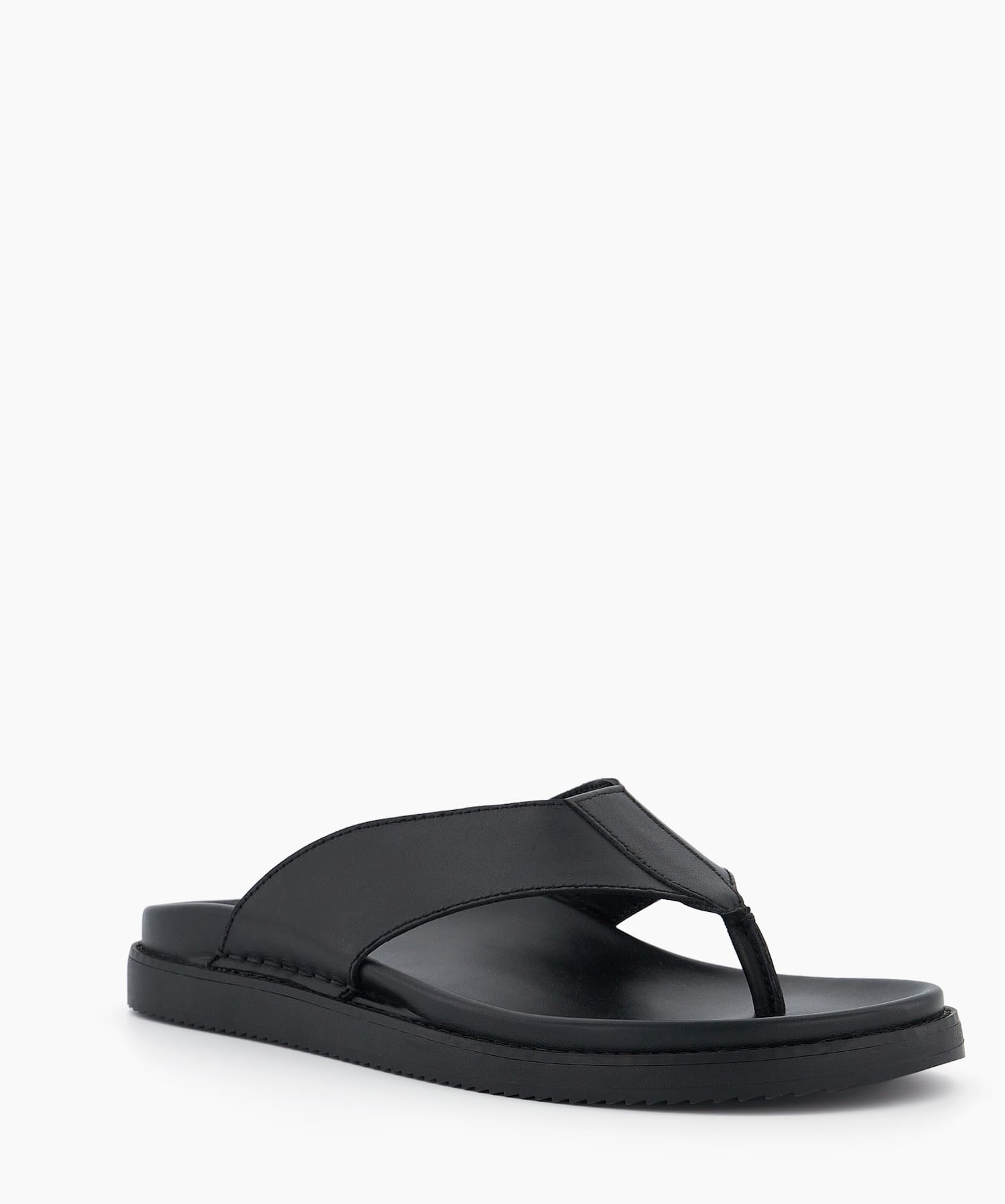 Iddolise Black Leather Toe Post Sandals Dune London
