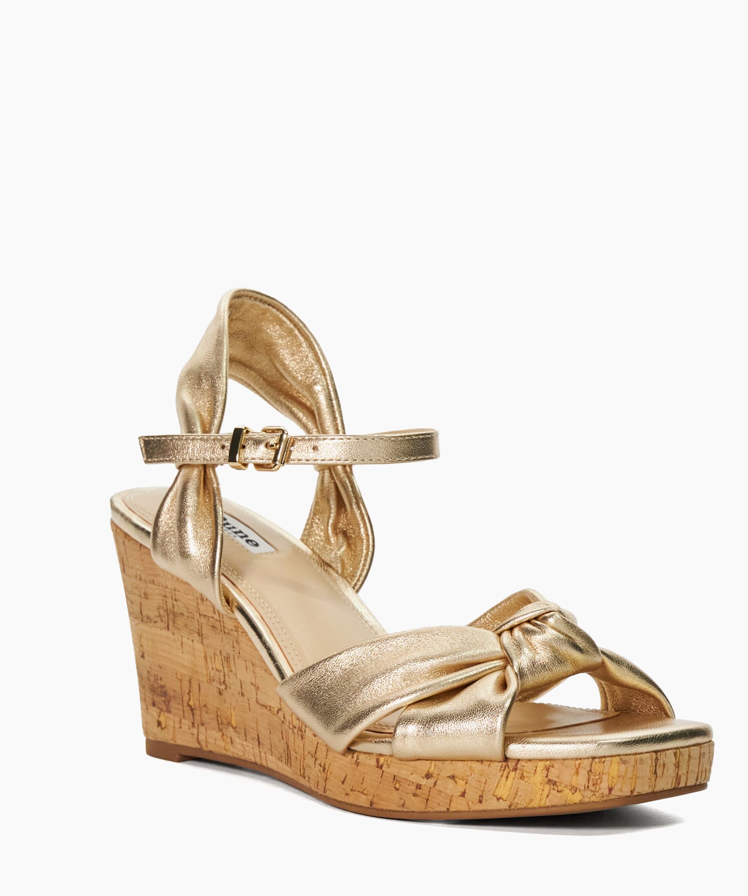 Kaino Gold Leather Cork Wedge Dune London