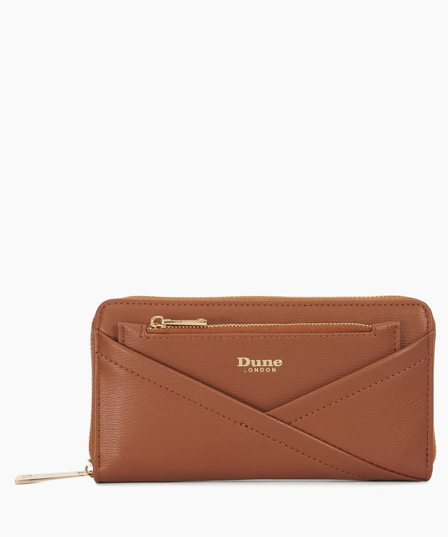 Kelbey Tan Crossover Detail Zip Around Purse Dune London