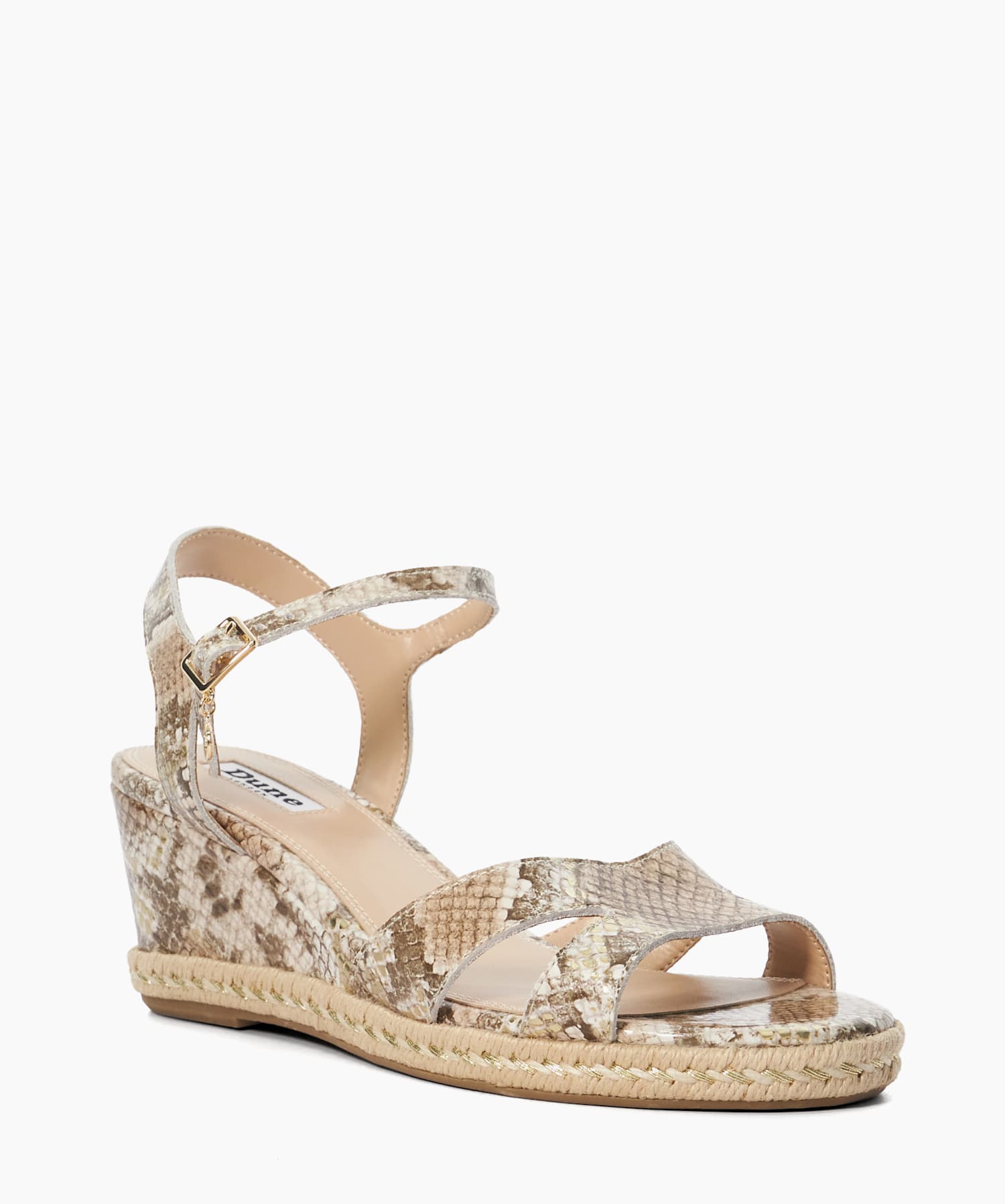 Kindal Natural Reptile Print Wedge Sandal Dune London