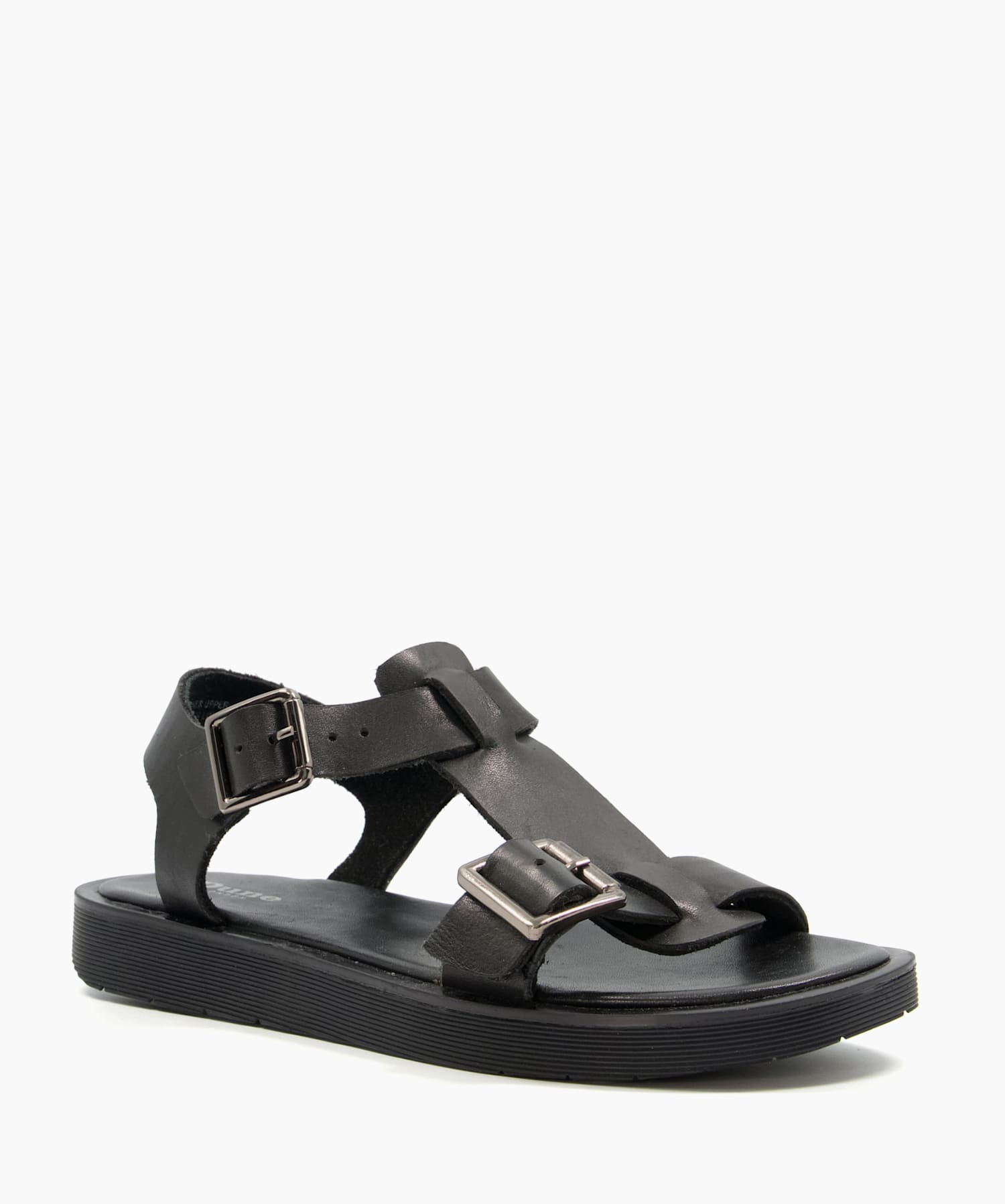 Black chunky flat sandals hot sale