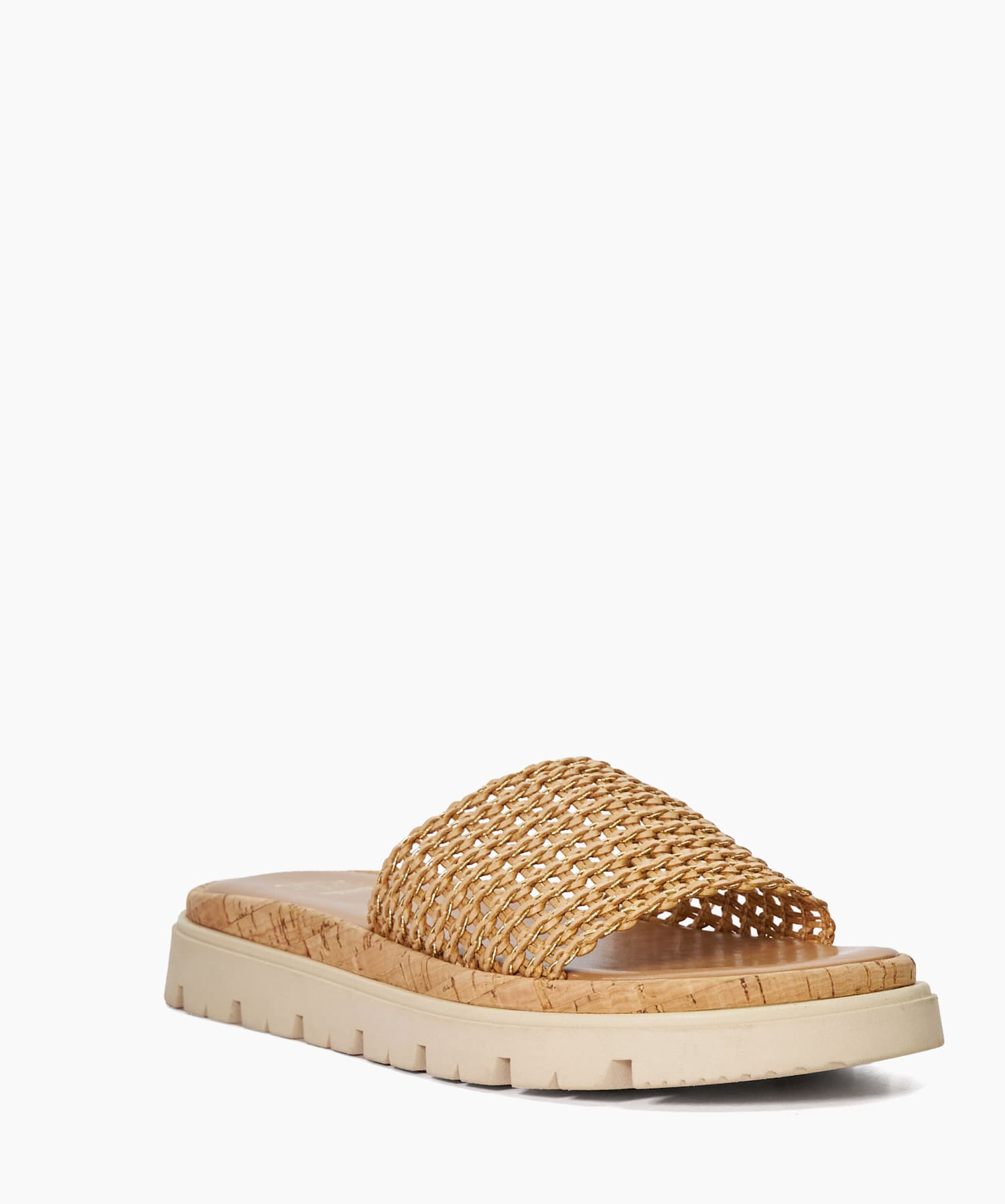 Looners Natural Raffia Wedge Flatform Slider Dune London