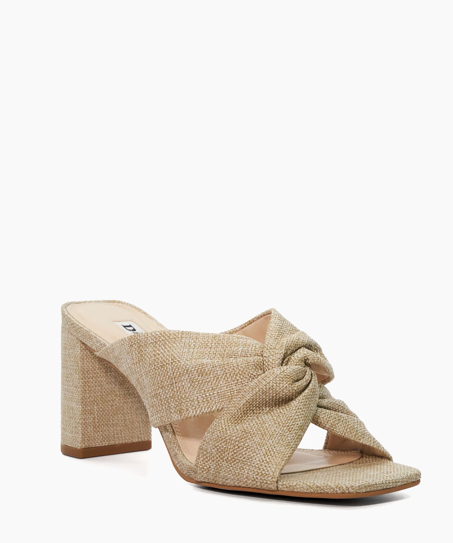 Maizing Natural Knot Detail Heeled Raffia Mules Dune London