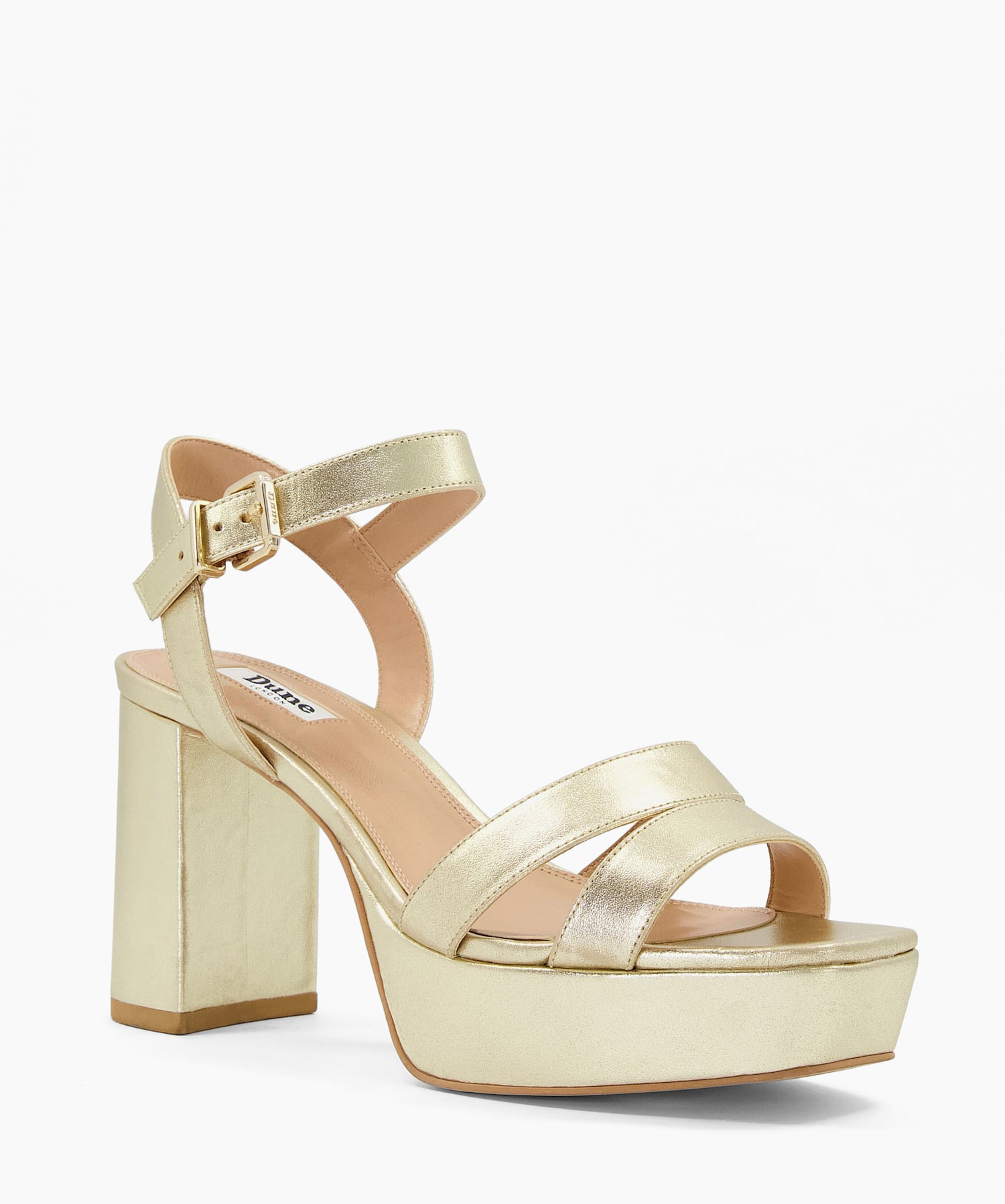 Molten Gold Metallic Leather Platform Sandals Dune London