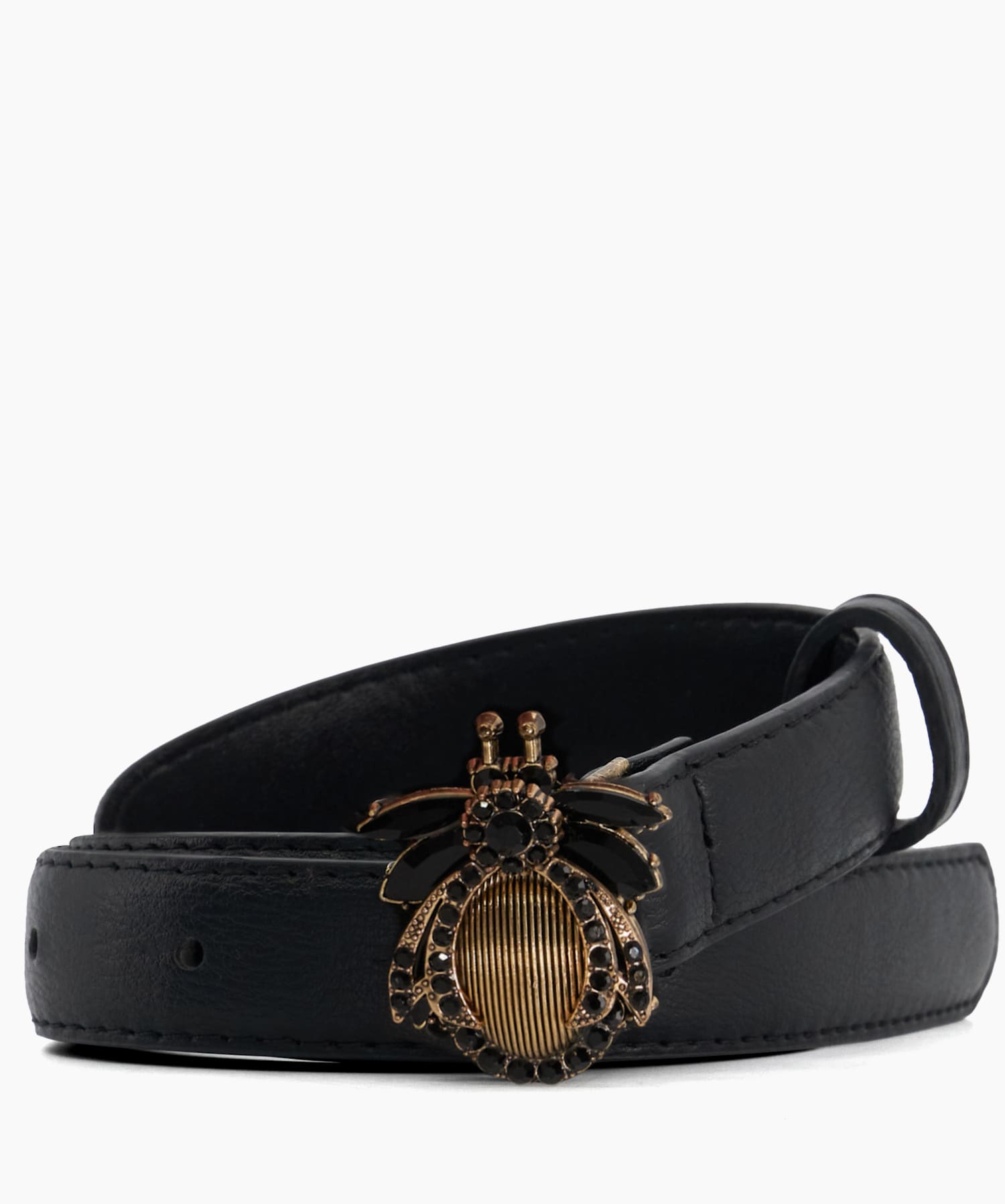 Nyree Black Bug Brooch Leather Belt Dune London
