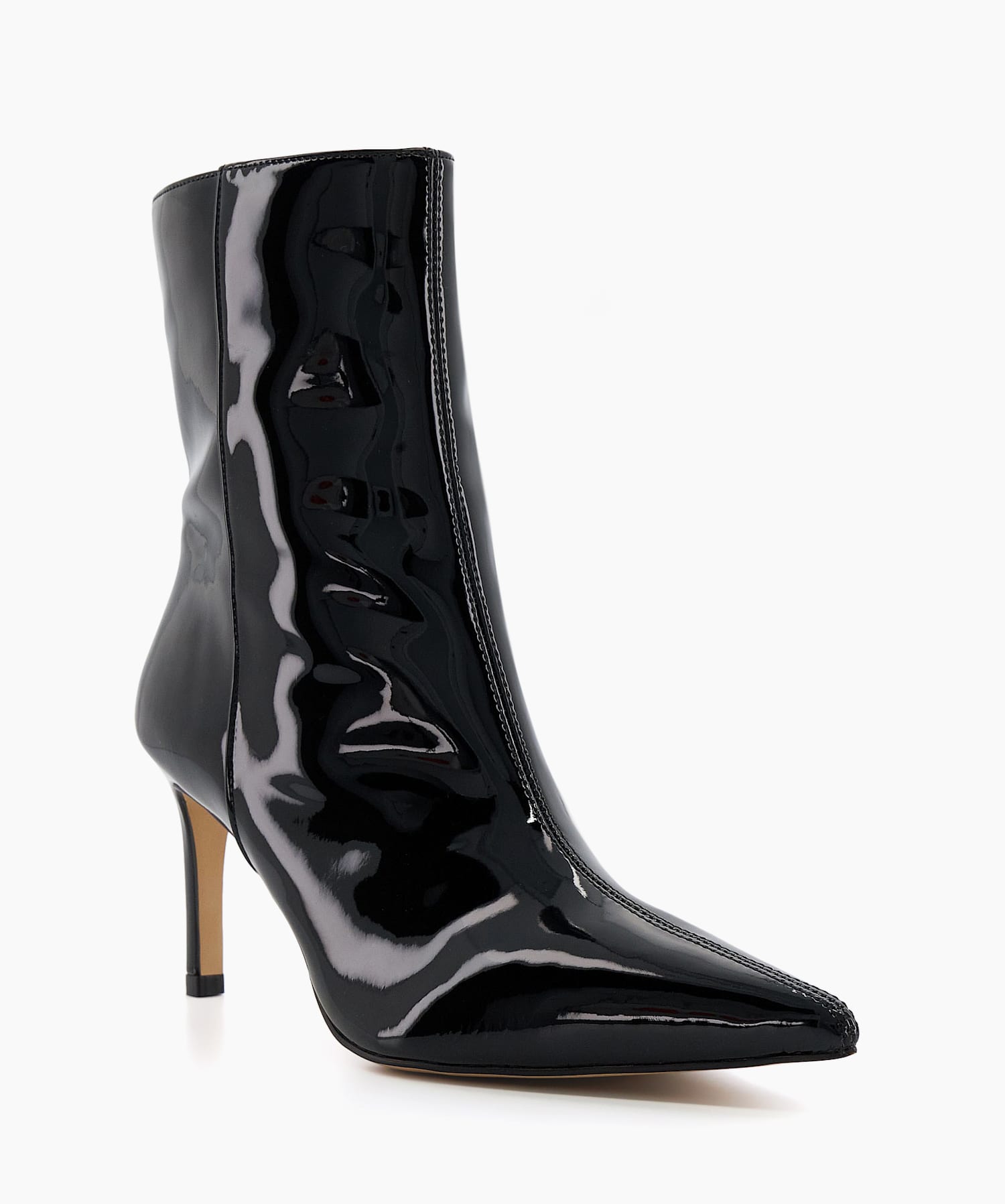 Black patent 2025 heeled ankle boots
