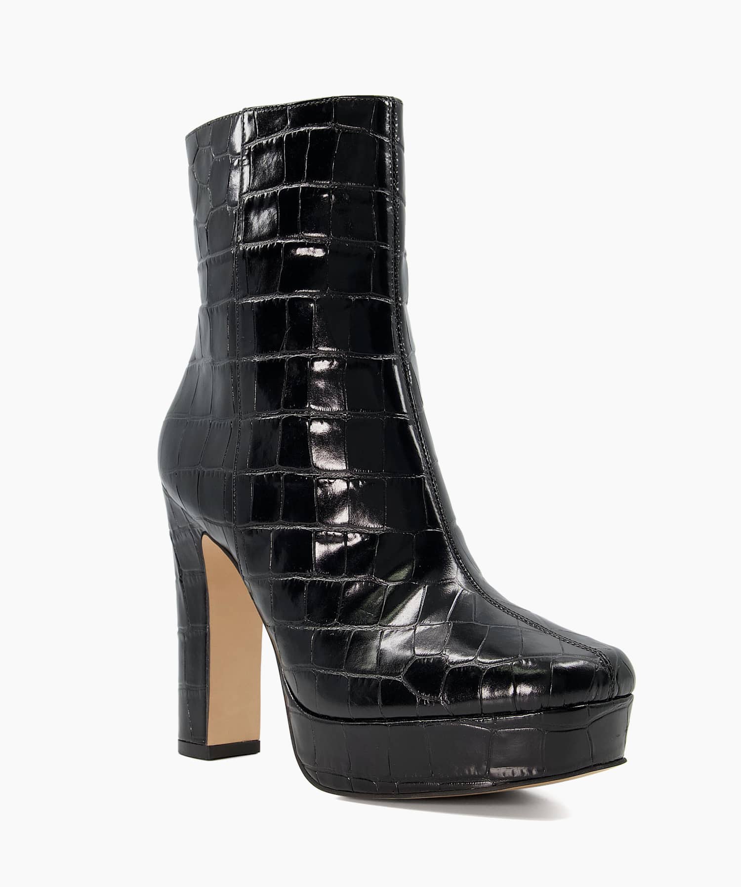 Black chunky croc outlet embossed ankle boots