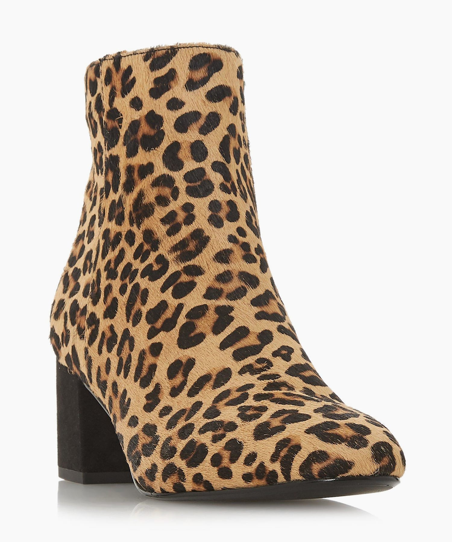 Leopard print block heel clearance boots