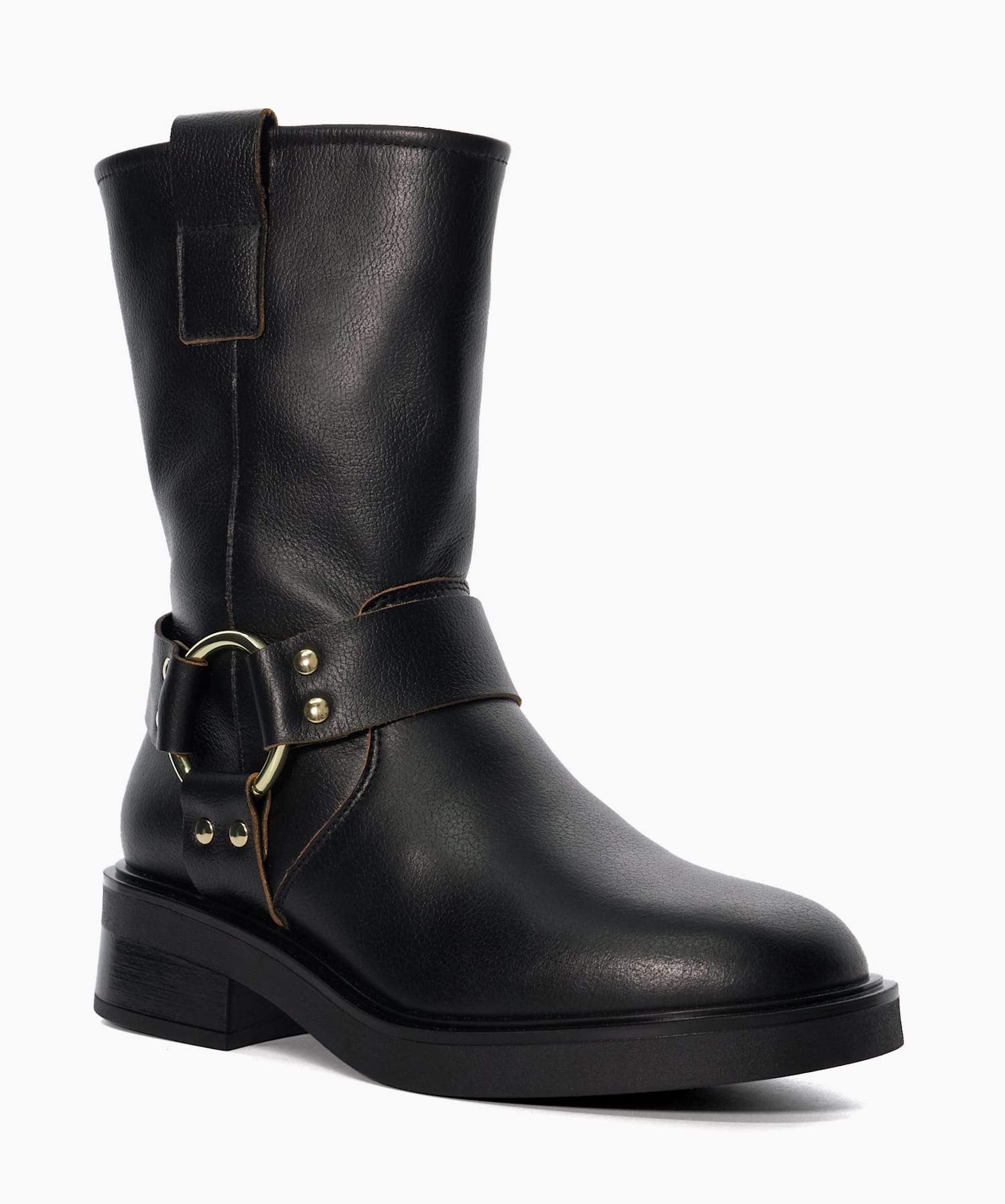 Dune risky black leather buckle ankle boot store