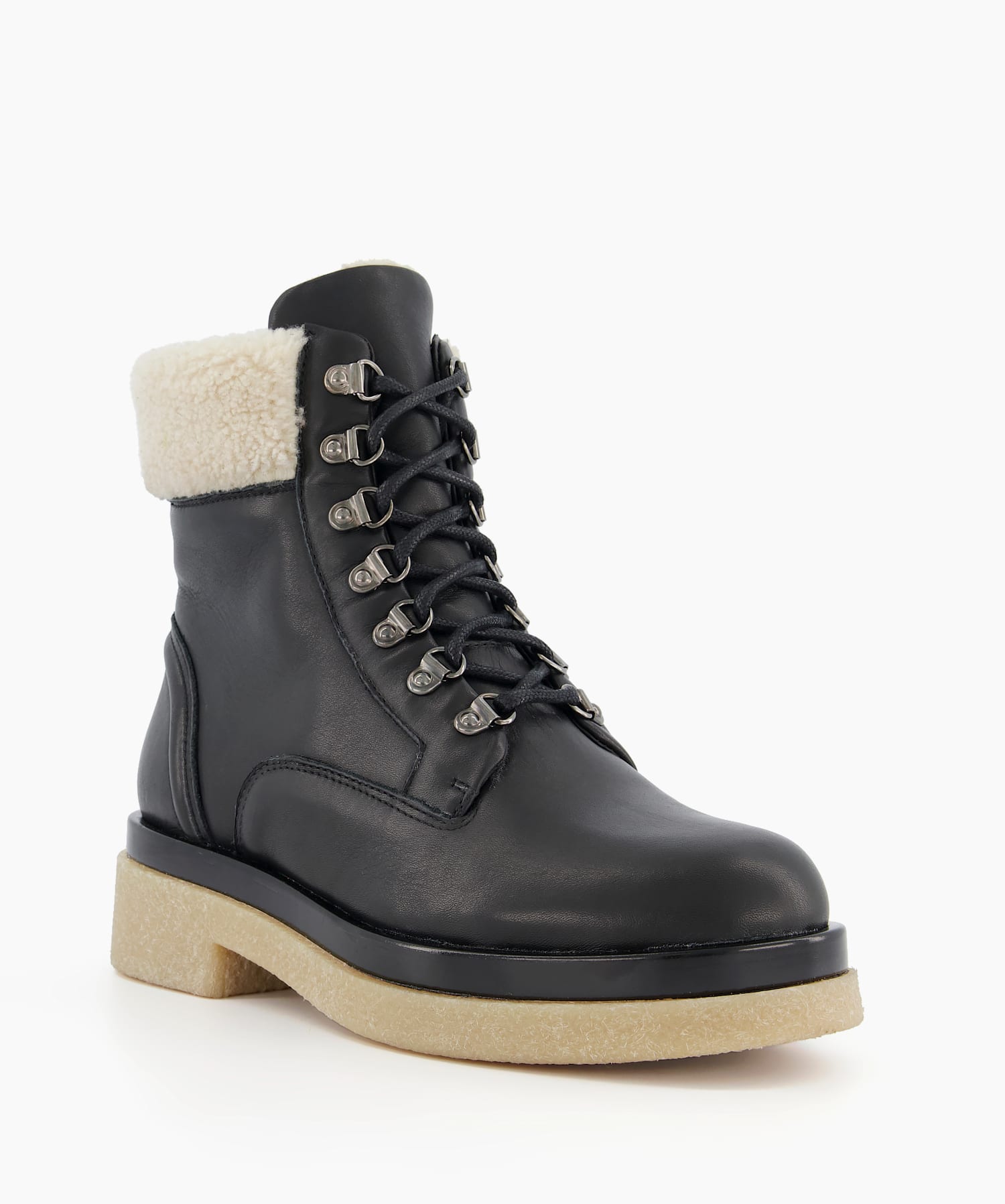 Pattons Black Warm Lined Leather Hiking Boots Dune London