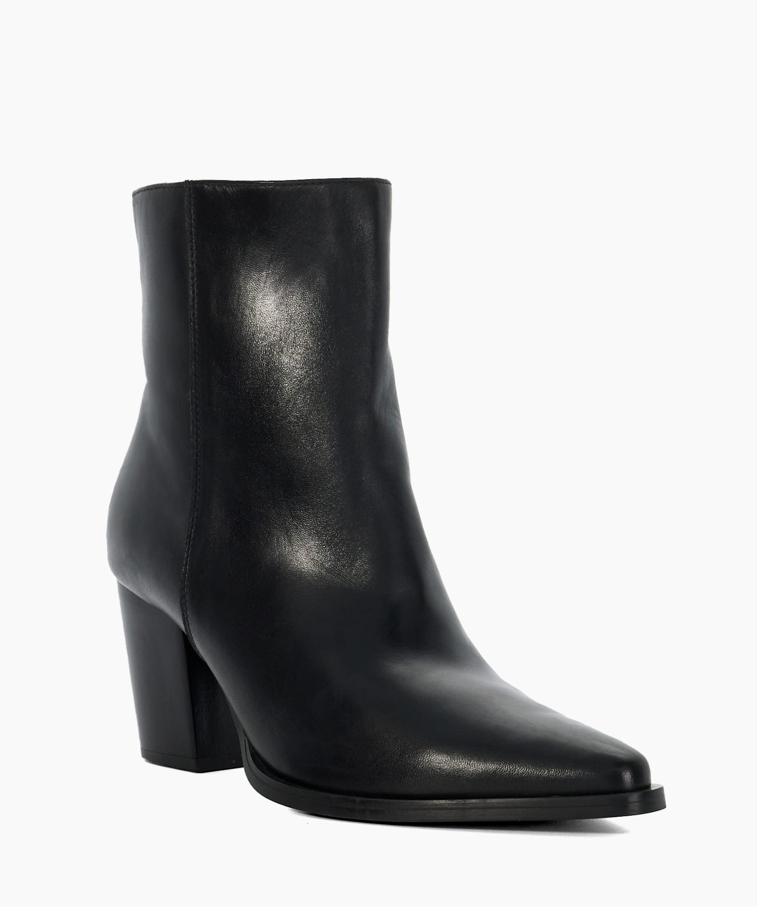 Paxten Black Leather Western Ankle Boots Dune London