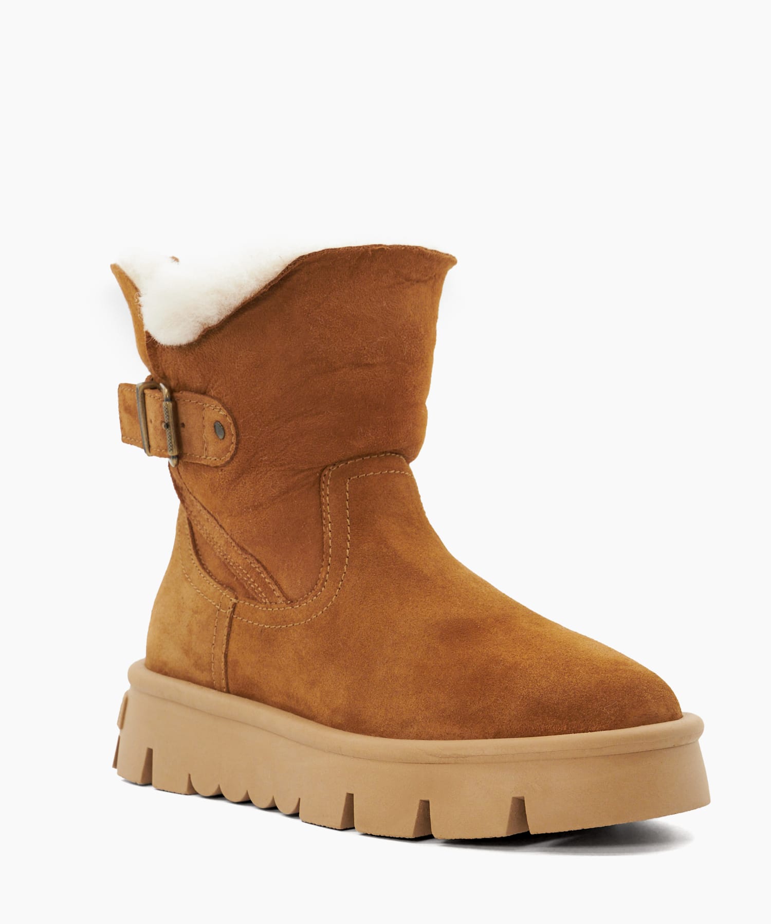 Pheebs Chestnut Faux Fur Lined Suede Ankle Boots Dune London