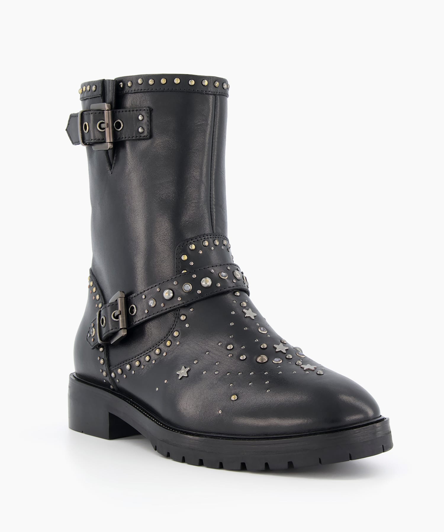 Studded buckle on sale biker boots