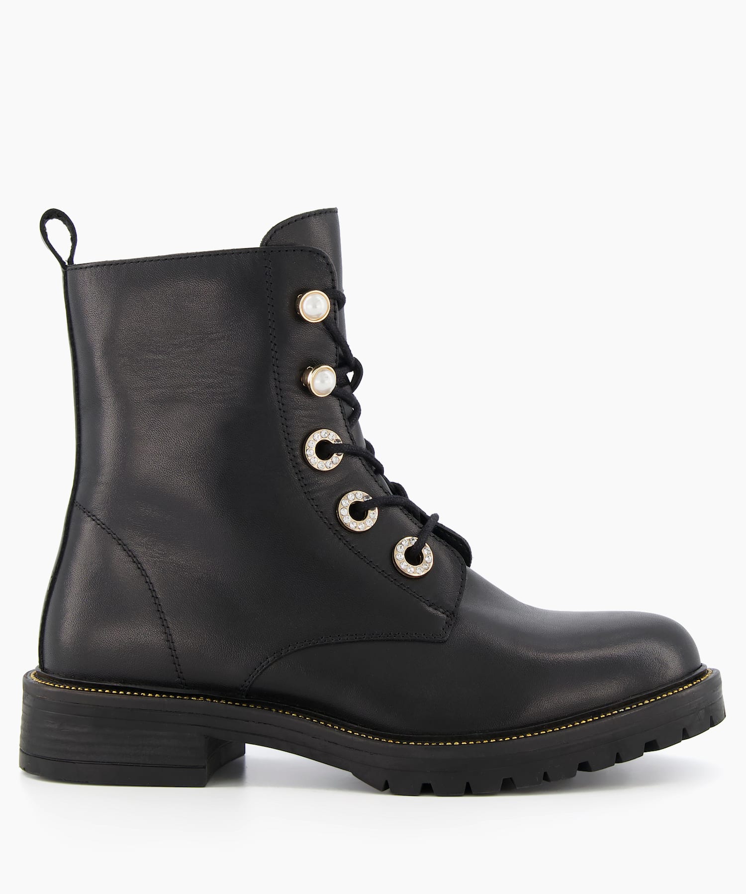 Poly Black Lace Up Ankle Boots Dune London