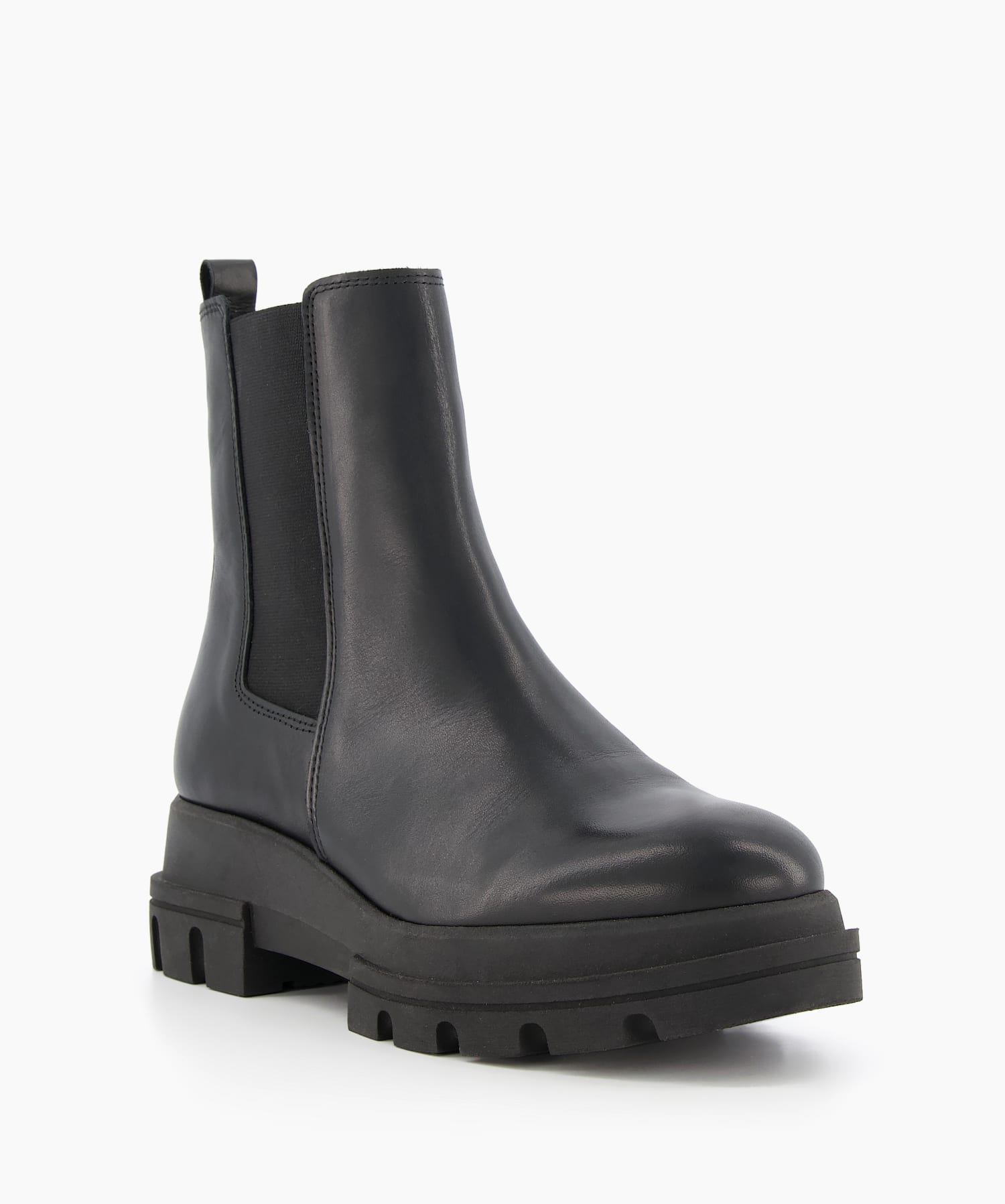 Provenses Black Leather Chunky Sole Chelsea Boots Dune London