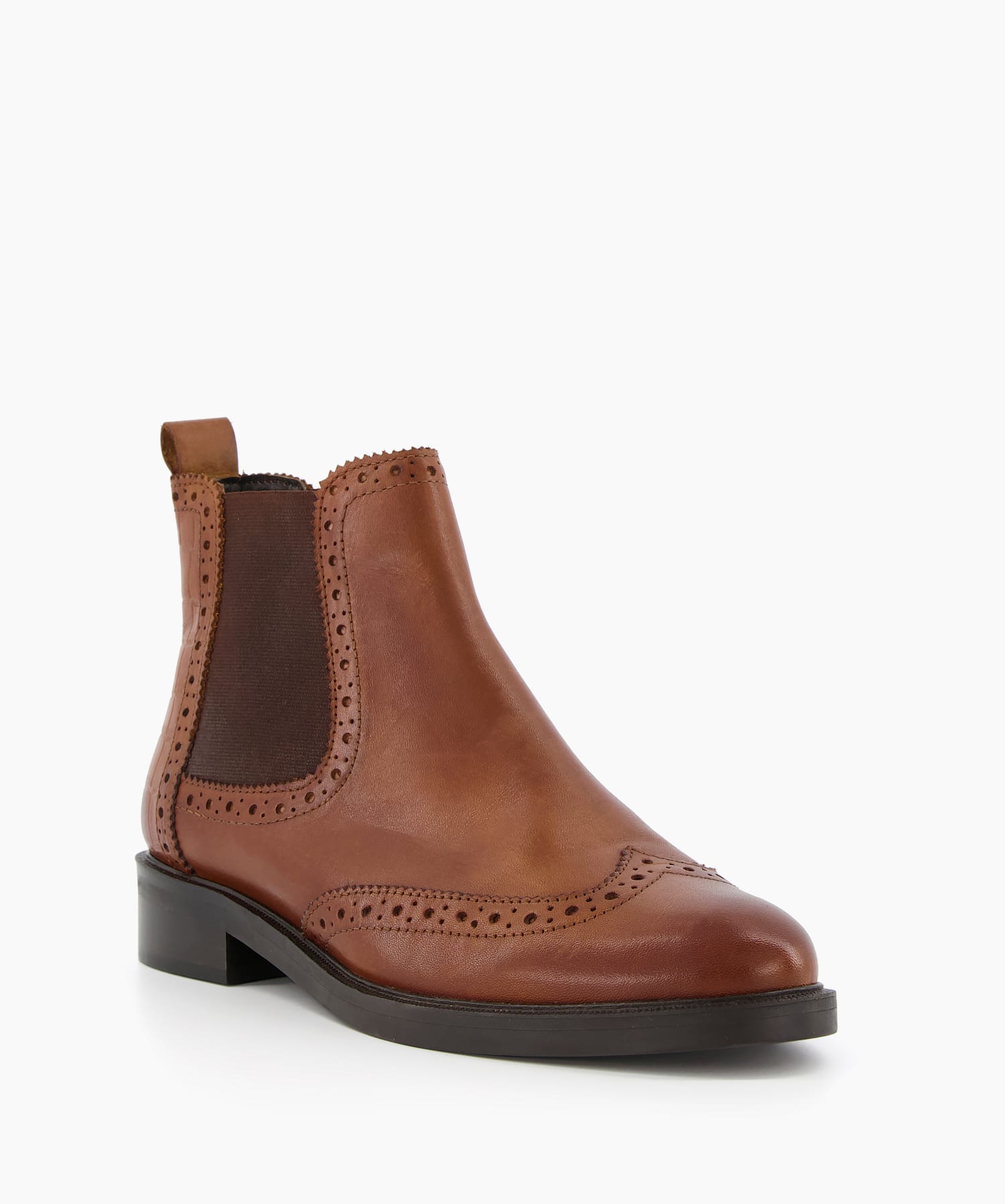 Quest Tan Brogue Detail Chelsea Boots Dune London