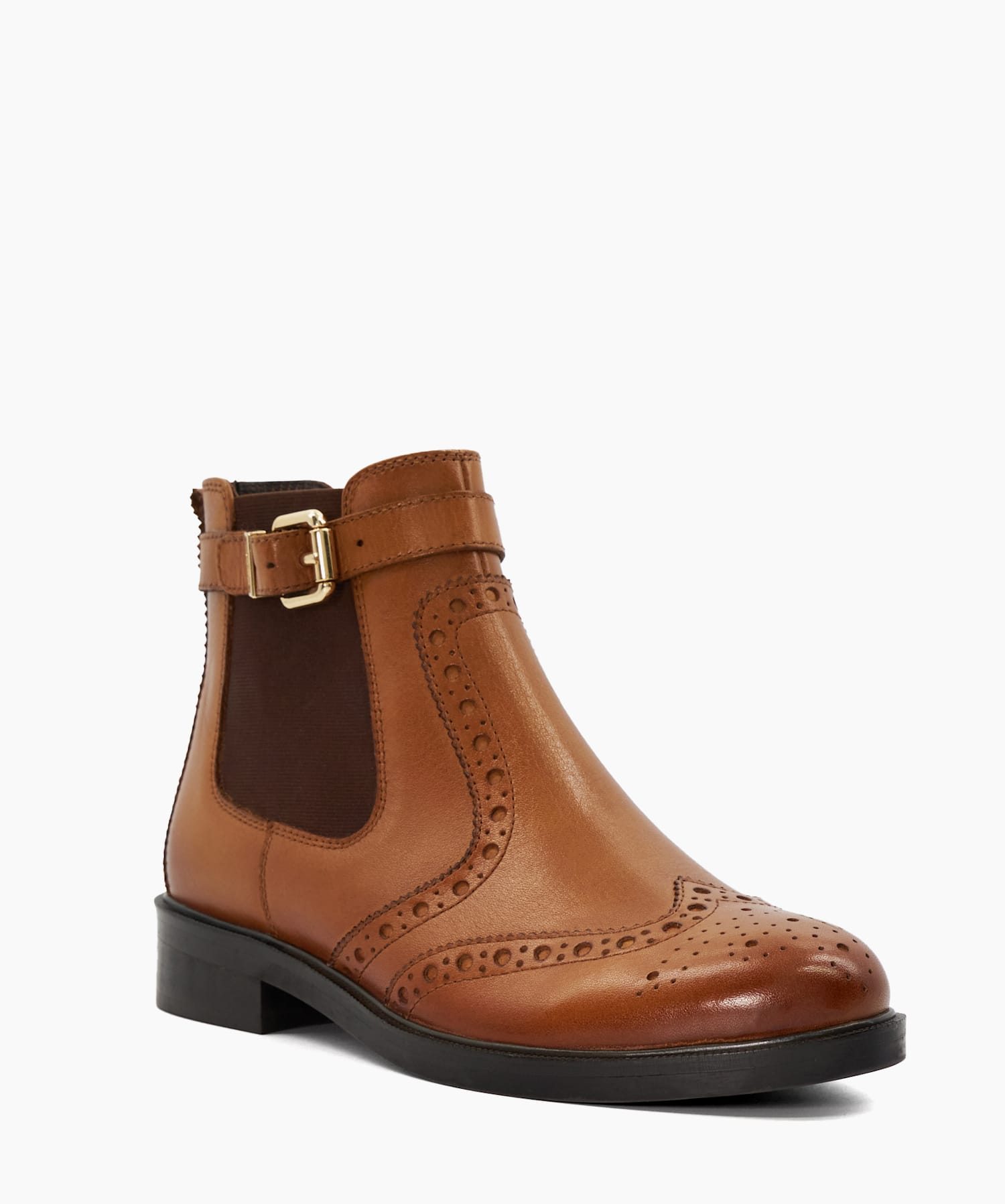 Question Tan Brogue Detail Leather Chelsea Boots Dune London