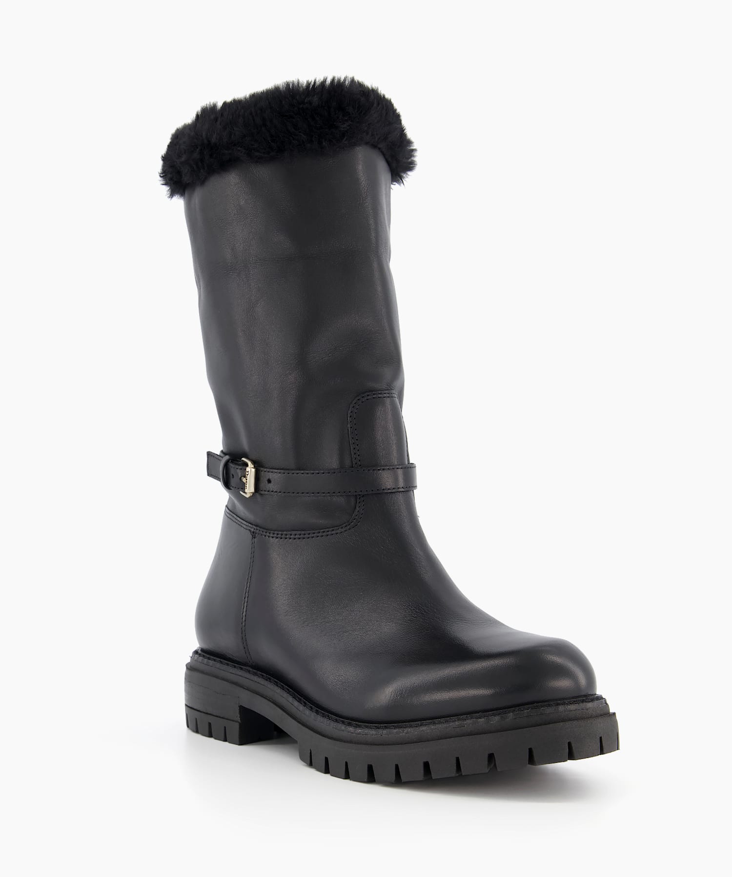 Regents Black Warm Lined Biker Boots Dune London