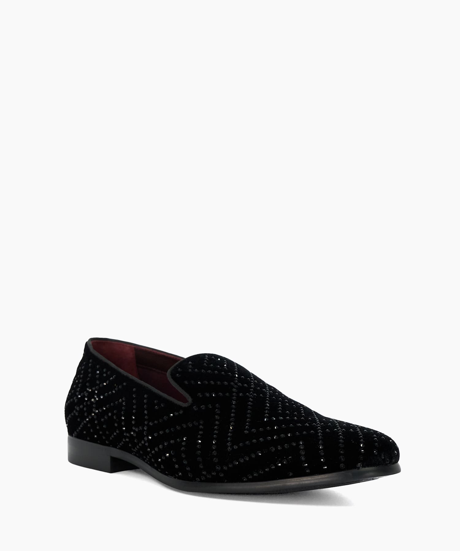 Sebastien Black Velvet Round Toe Formal Loafers Dune London