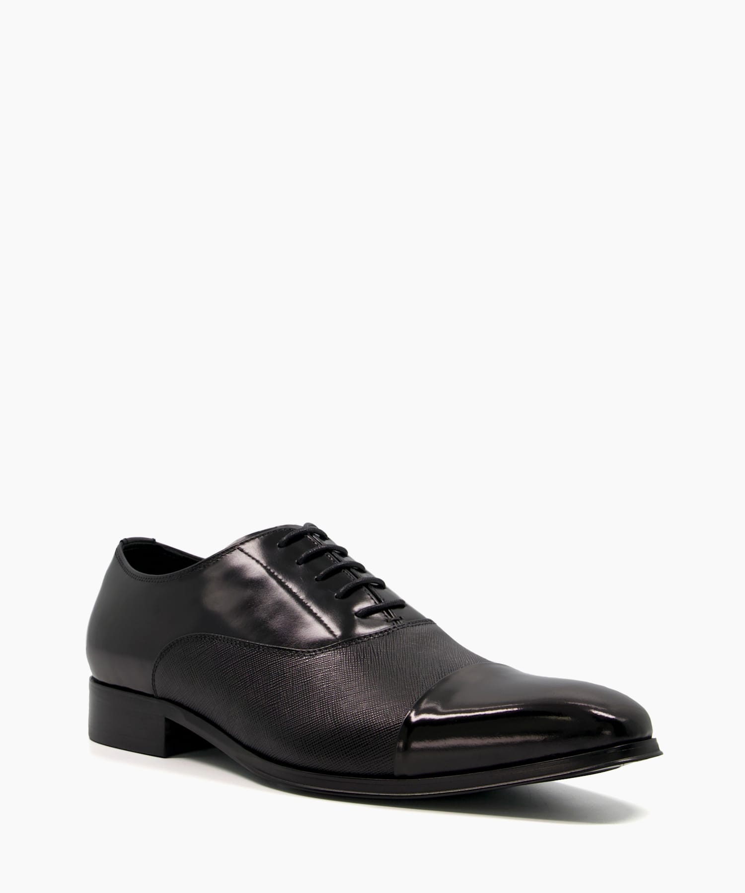 Sheet Black Saffiano Leather Oxford Shoes Dune London