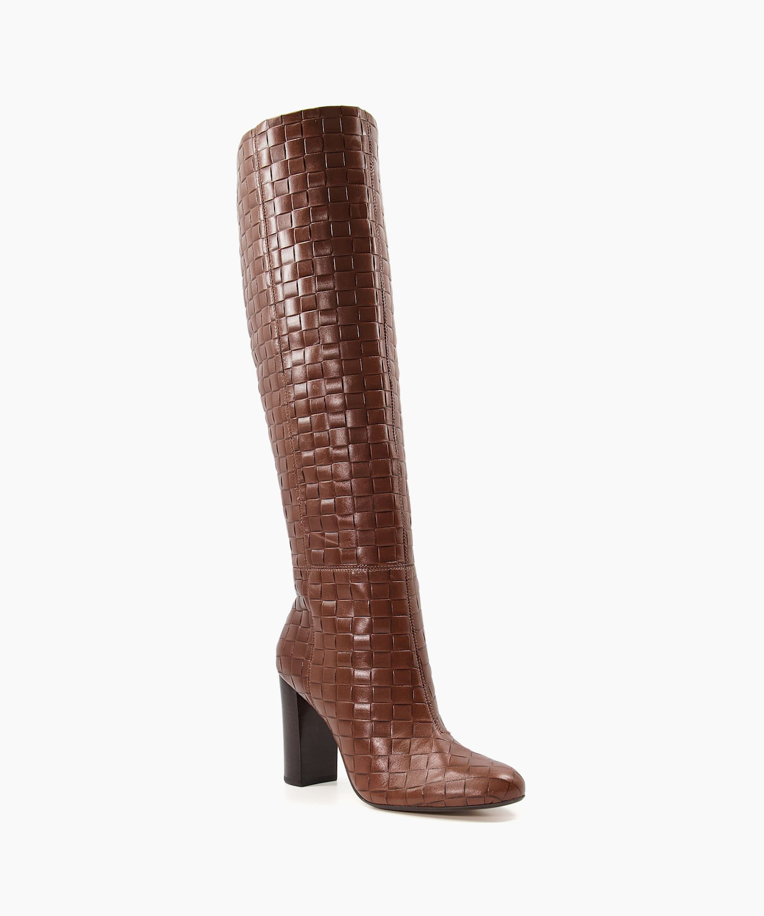 Sonoma Tan Woven Leather Knee High Boots Dune London
